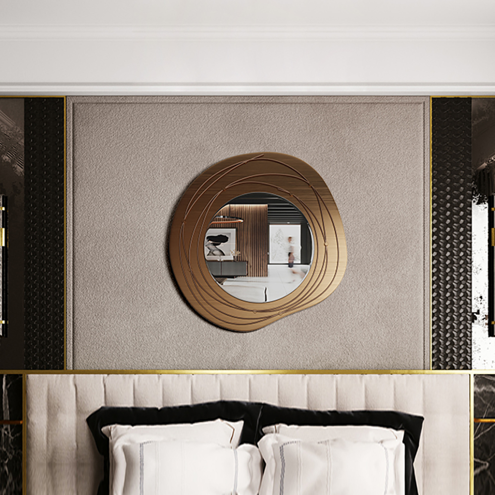 Miroir mural créatif de luxe en métal doré, 800 mm, décoration d'intérieur pour salon