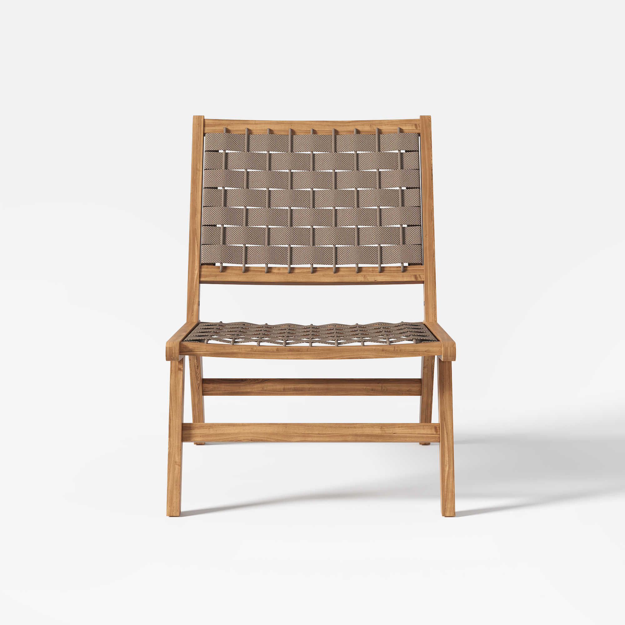 Boho Style Outdoor Chair Teak & Rattan Woven Rope Patio Chair