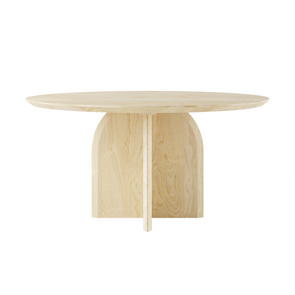 Dining Table Set 59" Round Natural Dining Table & 8 Upholstered Light Gray Velvet Dining Chairs