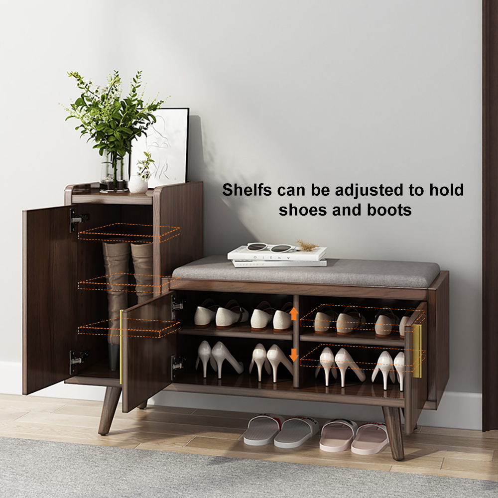 Banc de Rangement MGTKXG, Banc à Chaussures Moderne en Bois d