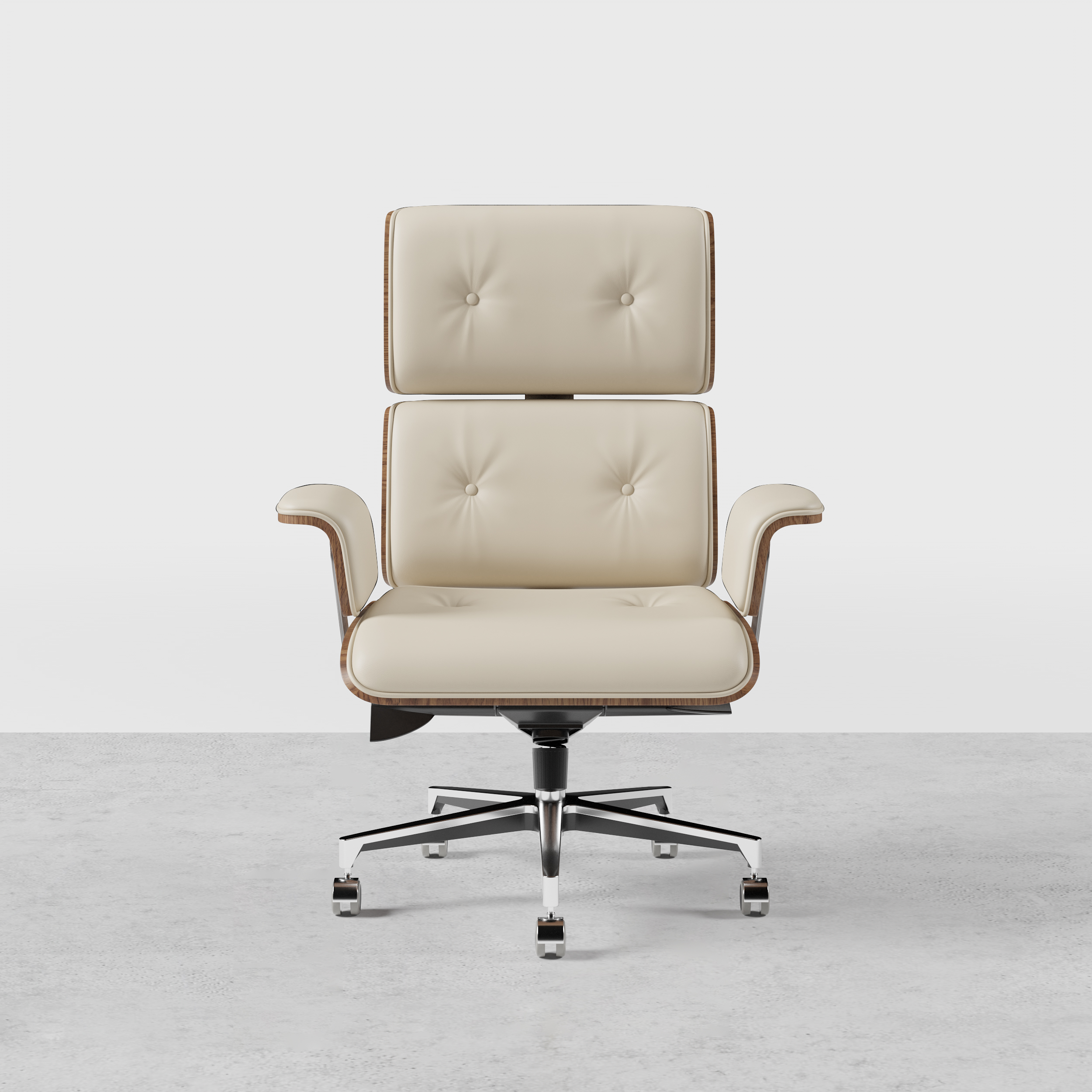 Modern Natural & White L Shaped Desk & with Off White Home Office Chair Set Upholstered