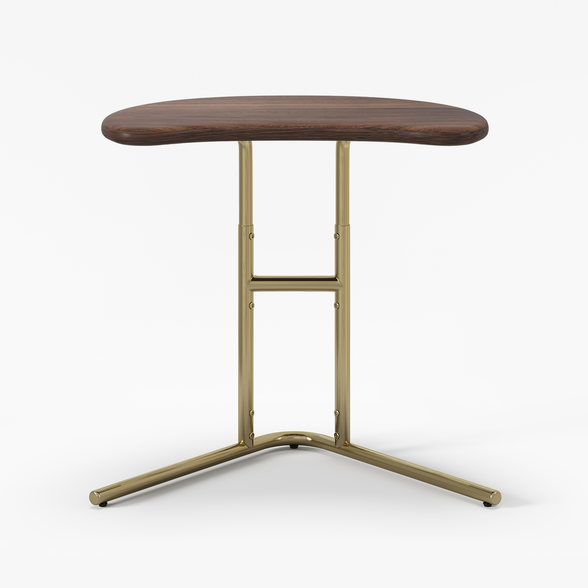 Lift Top Side Table Walnut & Gold C-shaped Adjustable End Table for Living Room