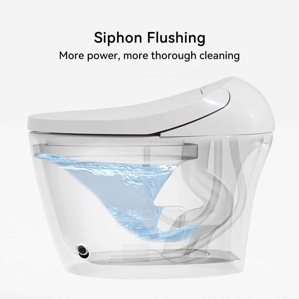 Elongated One-Piece Smart Toilet Automatic Flushing 1.32 GPF Freestanding with Seat