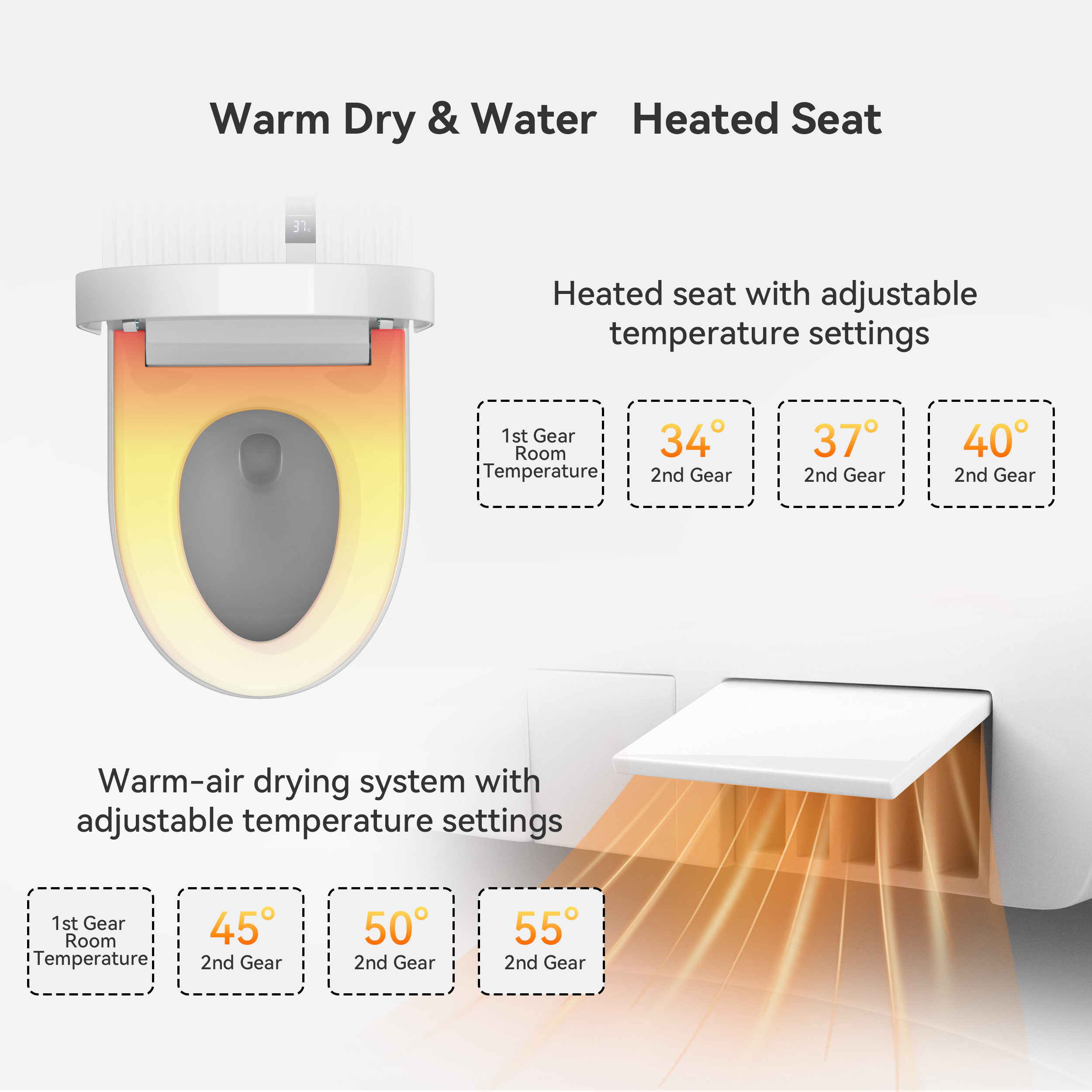 Automatic One-Piece Smart Toilet Elongated Floor Mount 1.32 GPF Bidet Toilet Glowin K1