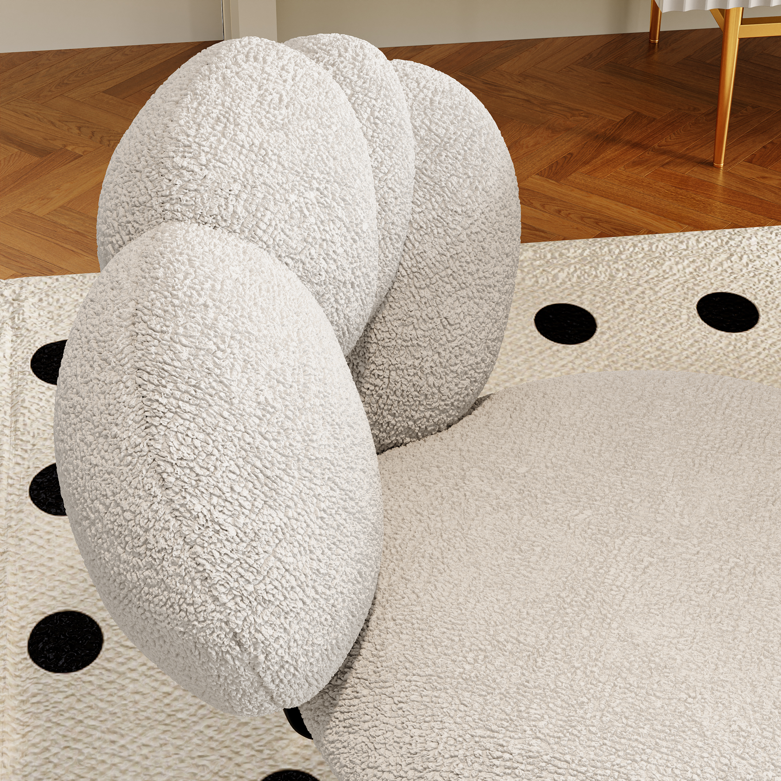 Modern Dining Chairs Swivel Lamb Wool Dining Room Chairs with Silver Metal Legs