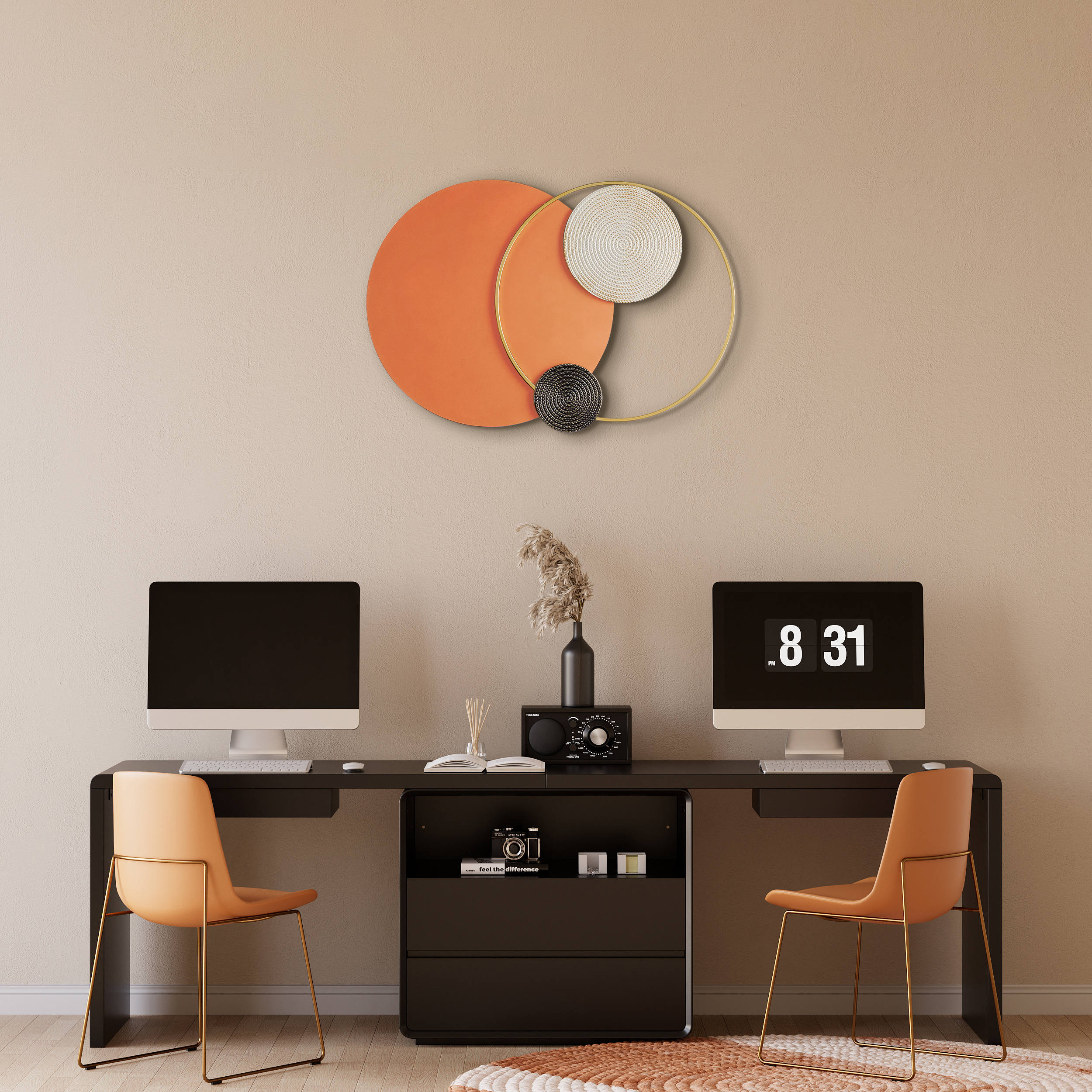 Modern Big Metal Geometric Circles Wall Decor Unique Home Living Room Hanging Wall Art 