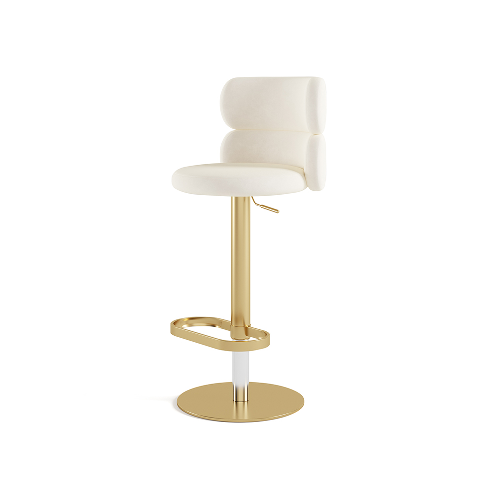 Affordable Luxury Modern Adjustable Swivel Velvet Bar Stools with Upholstery Beige