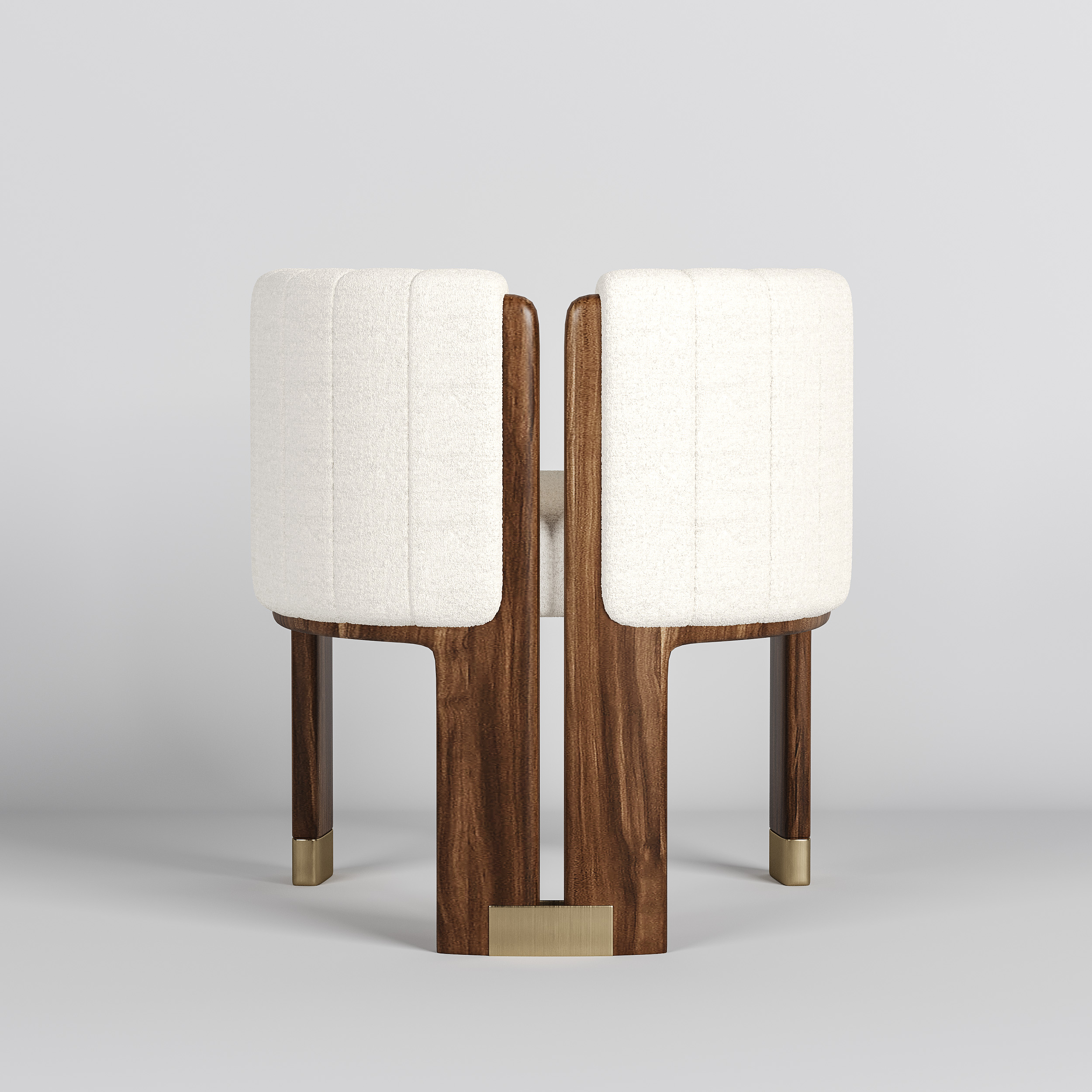 Modern Wood Accent Chair White Boucle Upholstered Arm Chair Set of 4