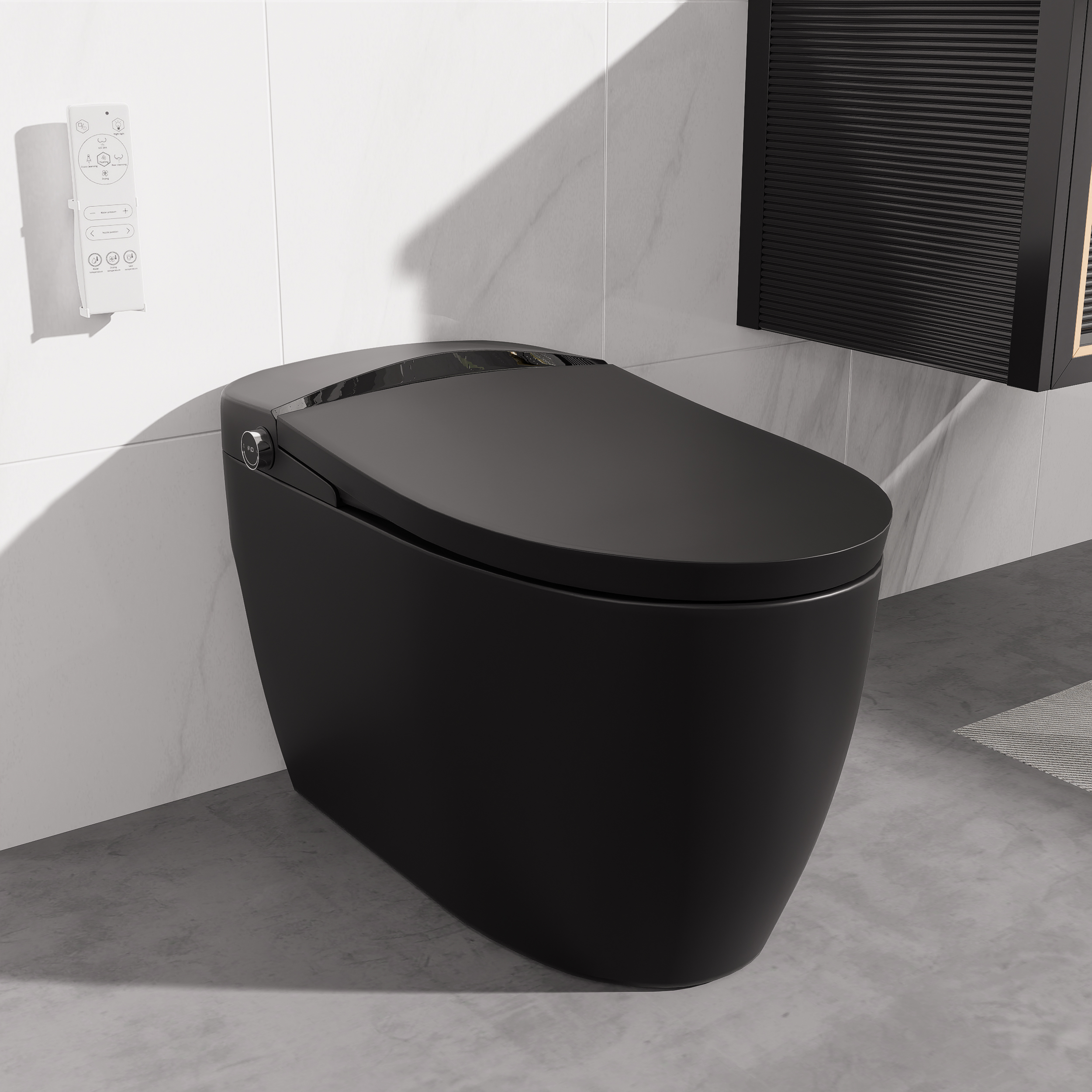 Elongated One-Piece Smart Toilet Floor Mounted 1.28 GPF Automatic Bidet Toilet Seat