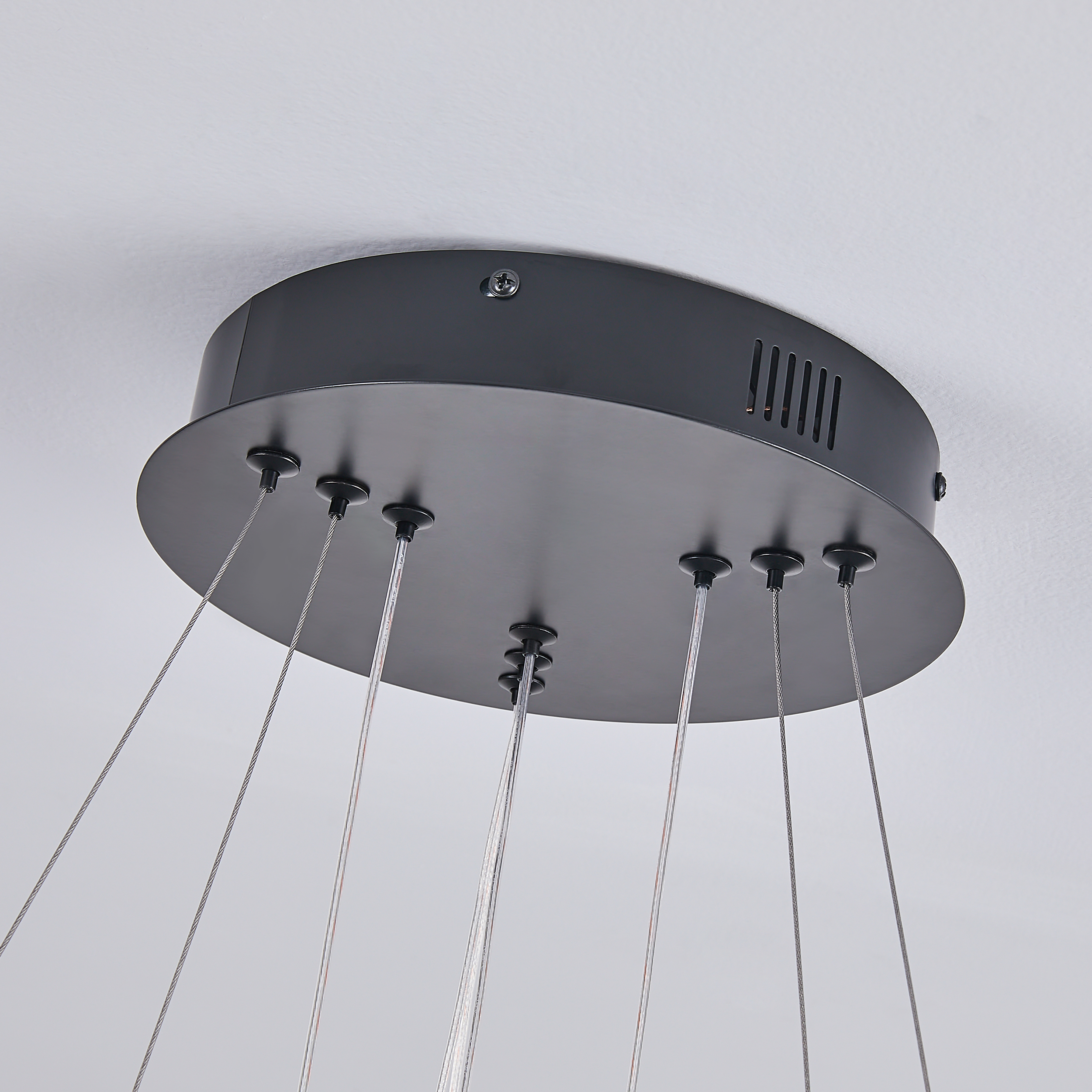 Modern 5-Light Chandelier LED Black Ovated 3 Color Modes Remote Control Pendant Light