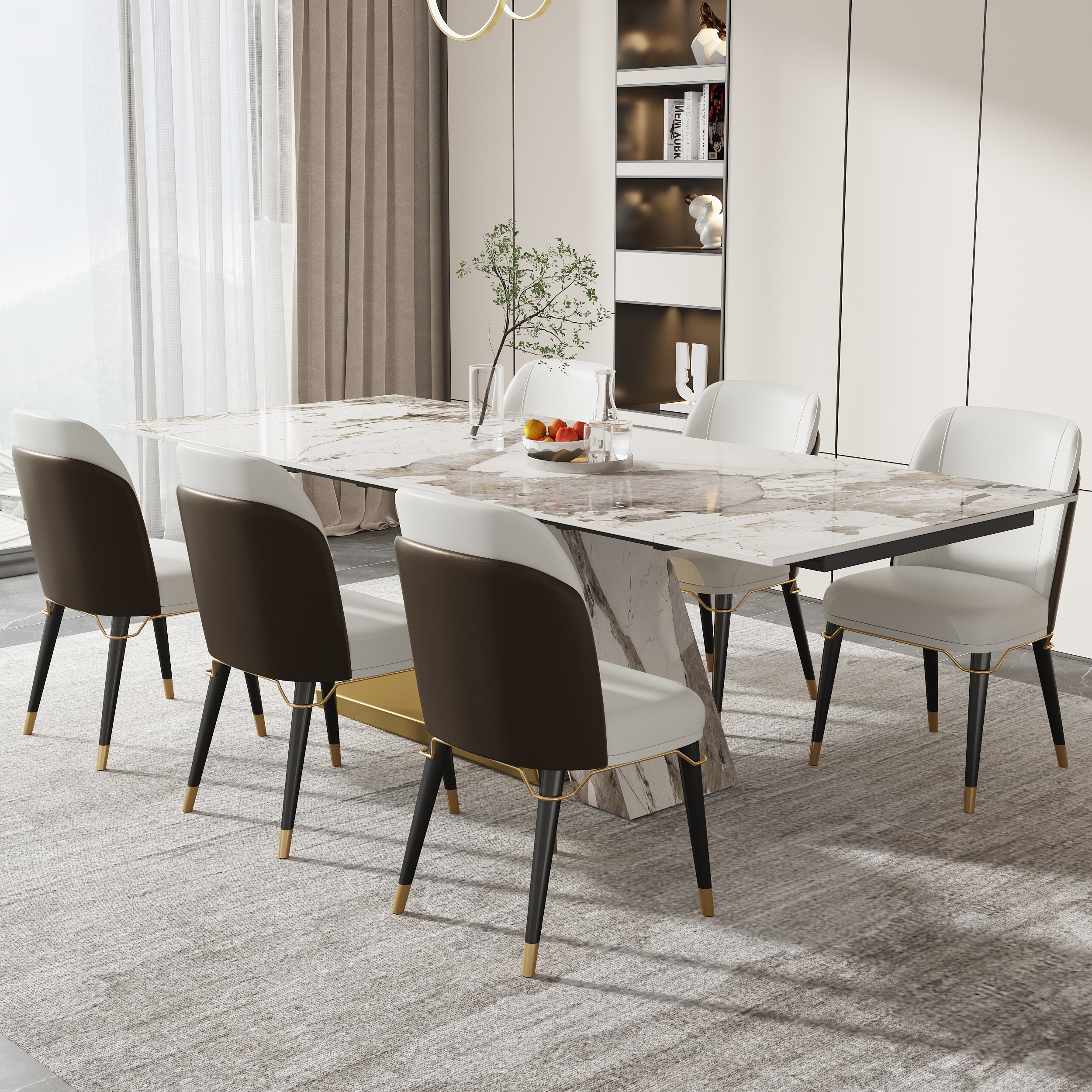 78.7-94.5" Modern Extendable Sintered Stone Dining Table Seats 6-8 People