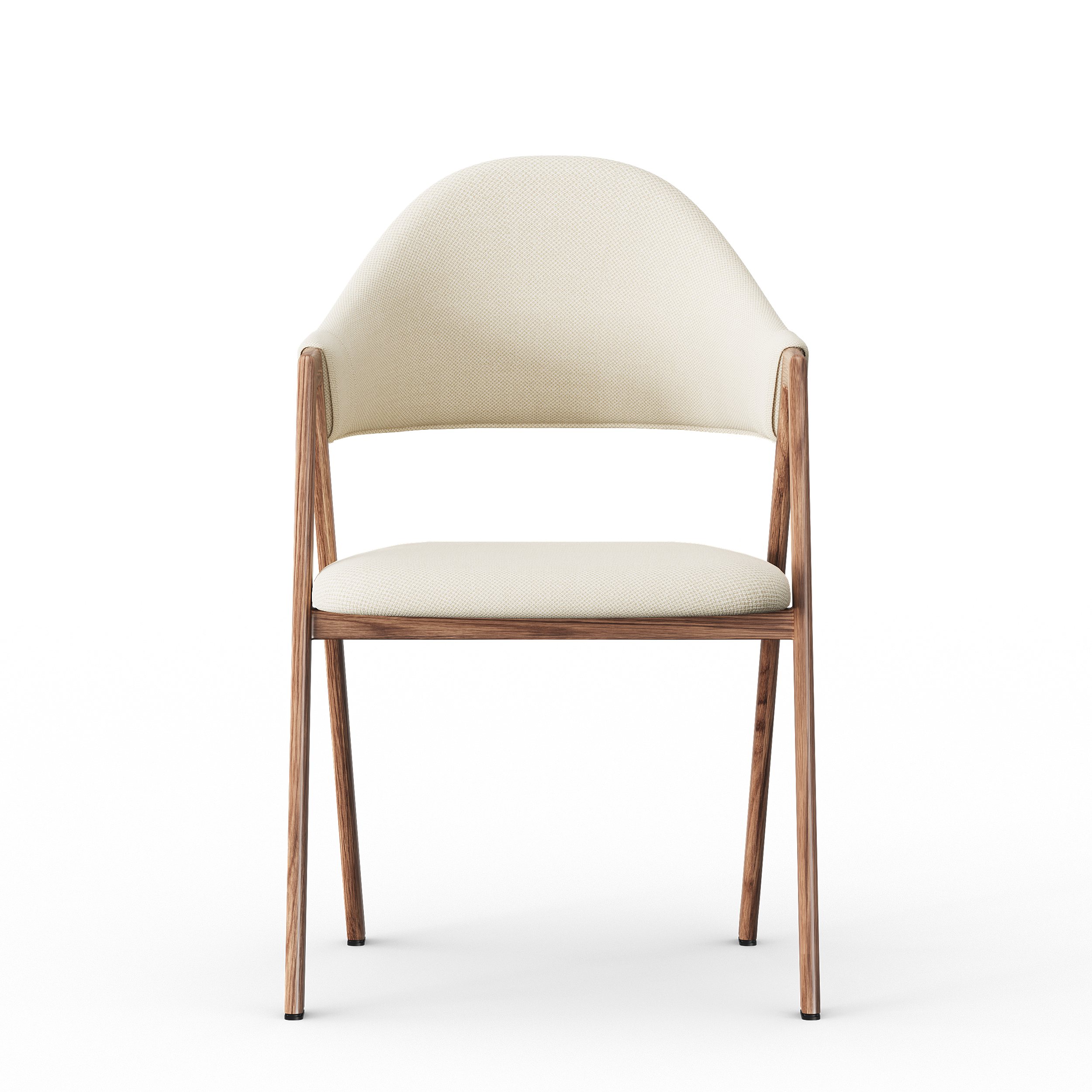 Set of 2 Linen Dining Chair Upholstered Curved Back Modern Warm White Dining Room Chairs