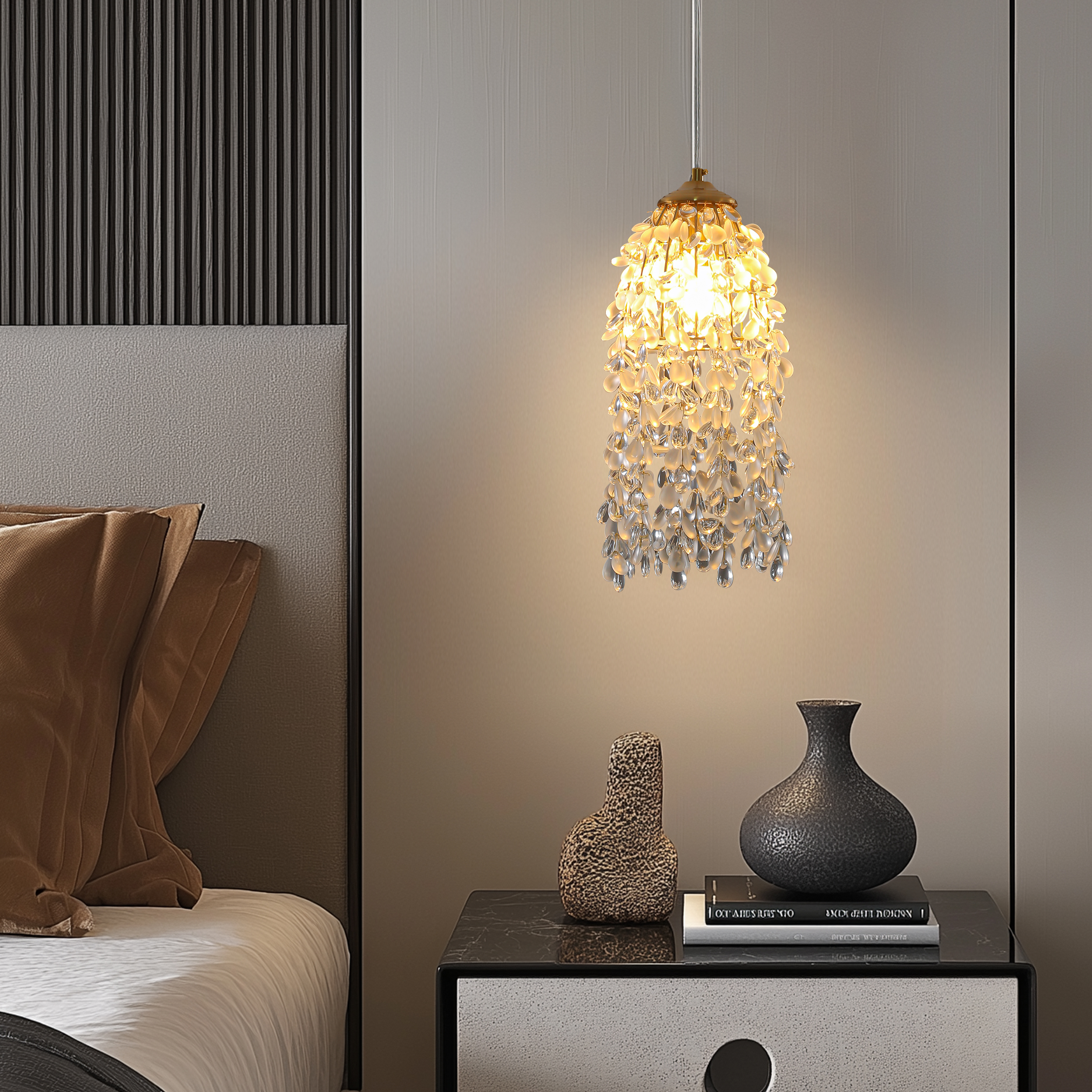 Crystal 3-Color Gold Droplets Pendant Light Gold Lighting