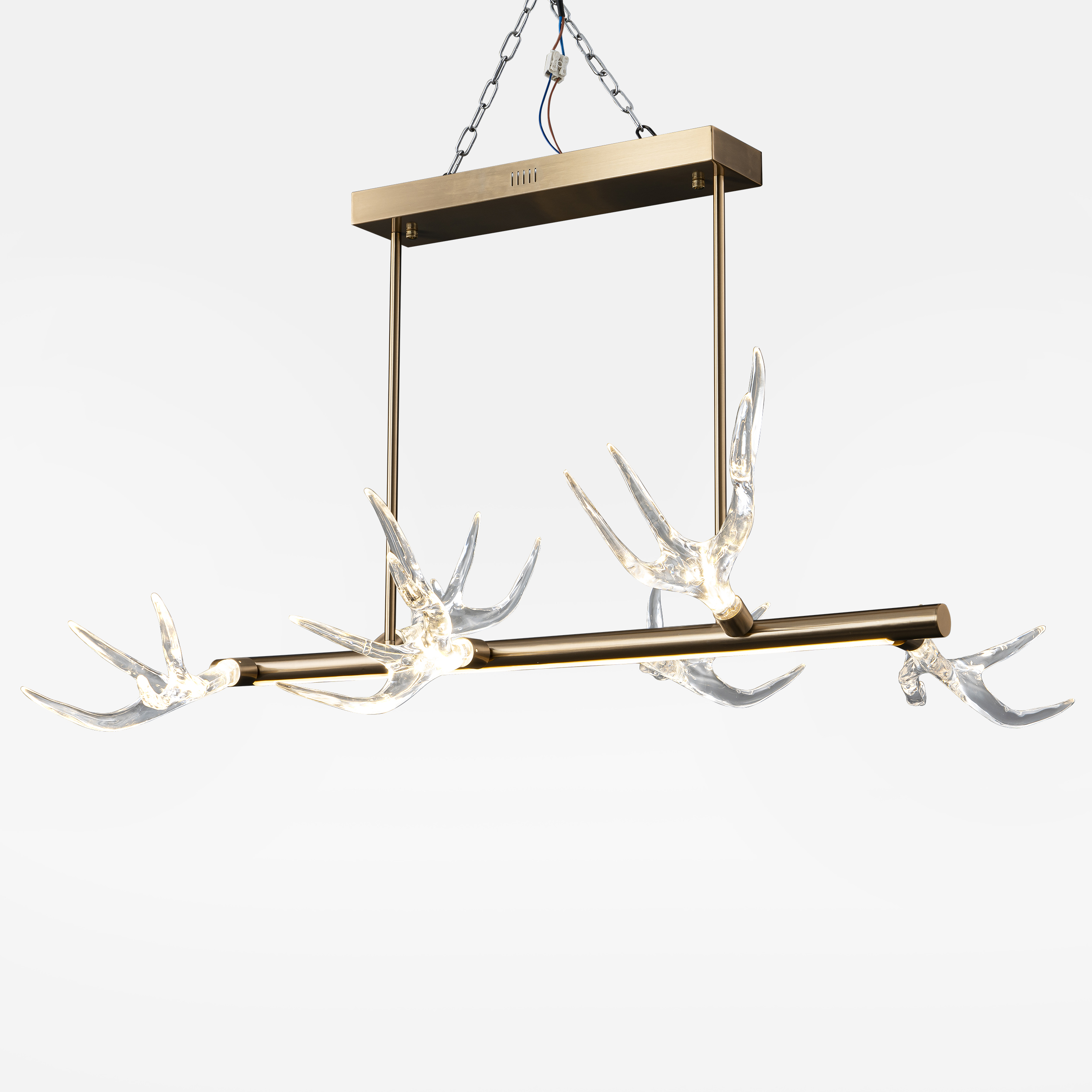 Modern Resin Deer Horn 6-Light Chandelier Gold Pendant Light