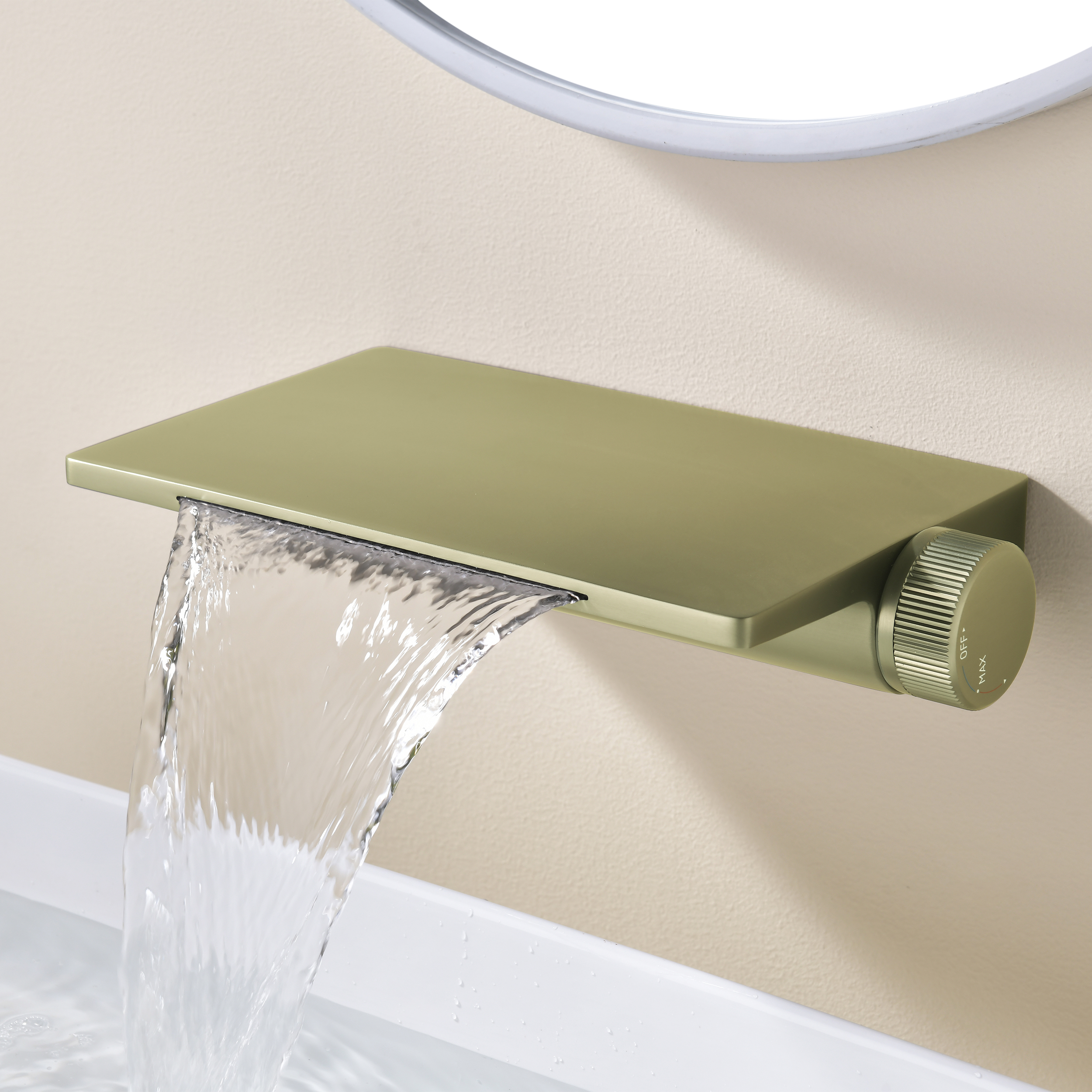 Modern Stainless Steel Wall-Mounted Waterfall Faucet Brushed Gold