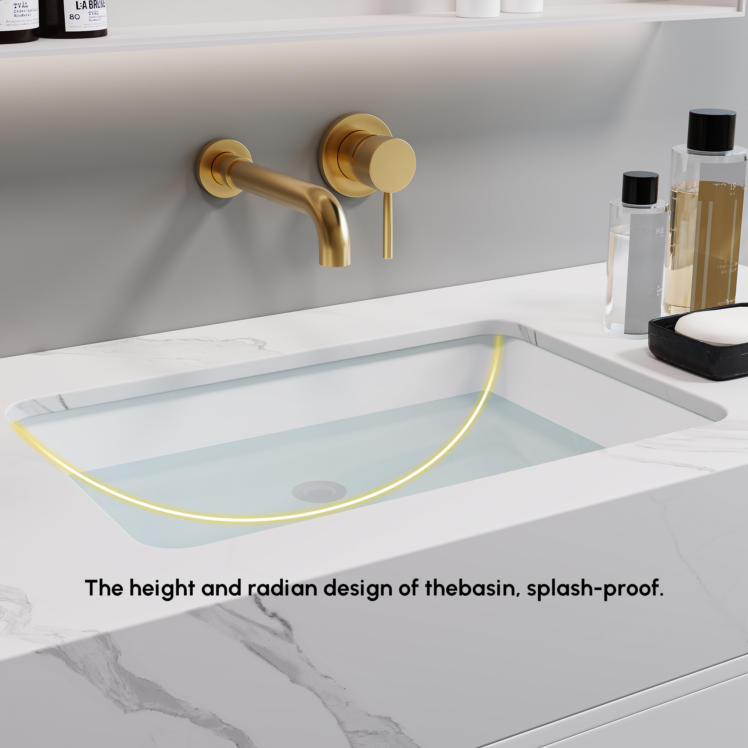 39.4" Floating Bathroom Vanity Wall Mounted Cultured Marble White Bathroom Cabinet with Sink