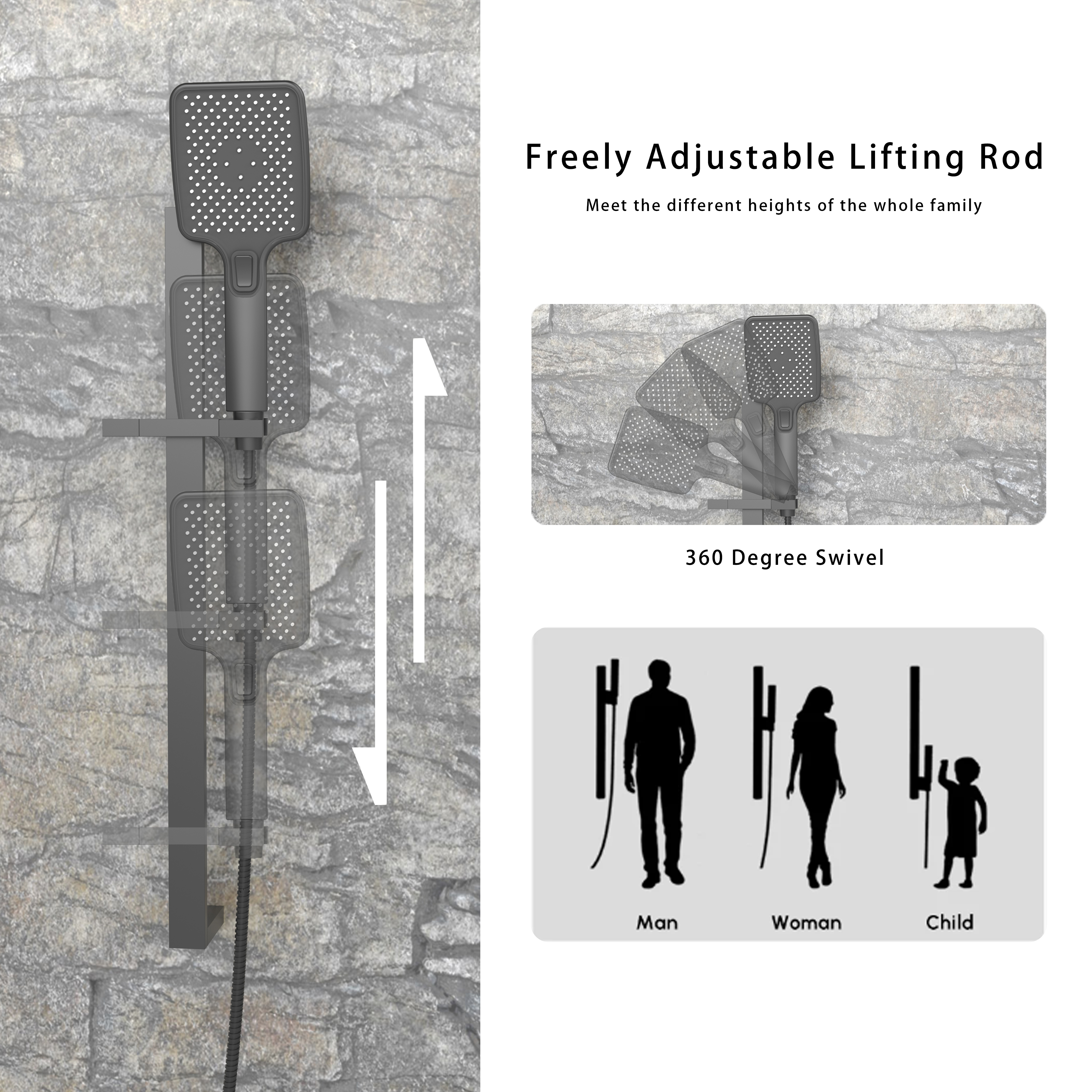 35" Wall-Mounted Intelligent Thermostatic Bluetooth Shower System with Multi-nozzle
