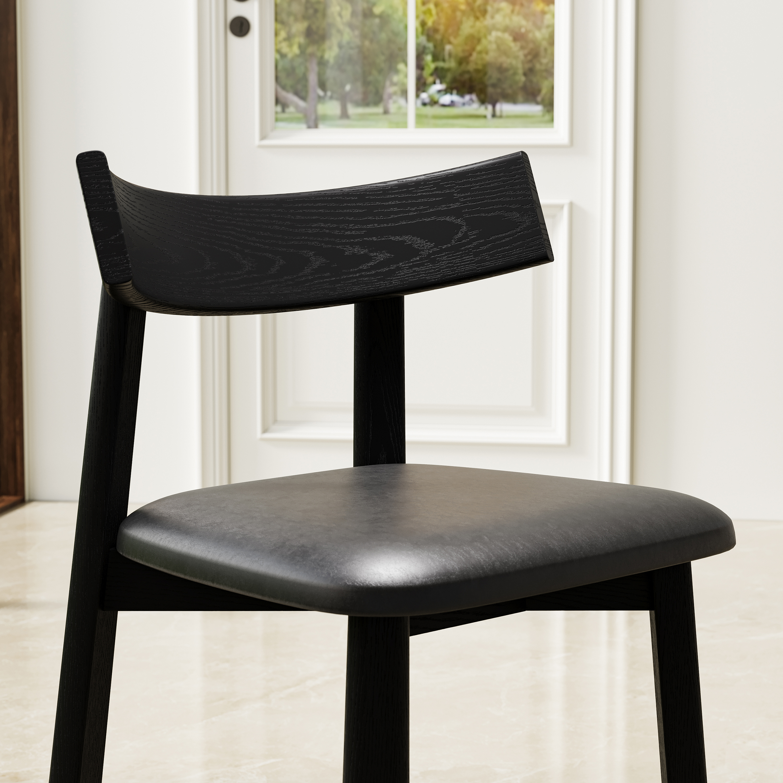 Modern Ash Wood Elbow Dining Chair Set of 2