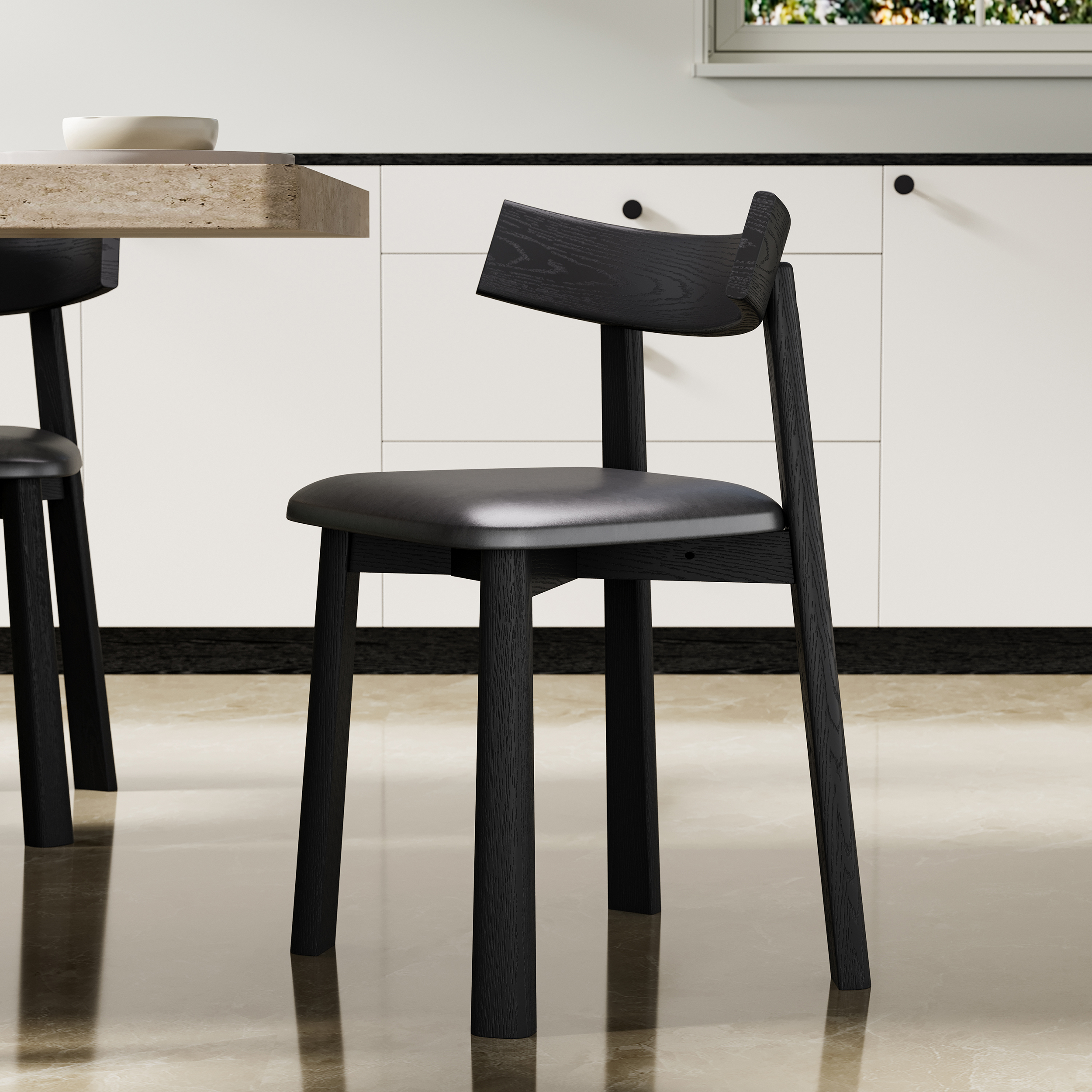Modern Ash Wood Elbow Dining Chair Set of 2