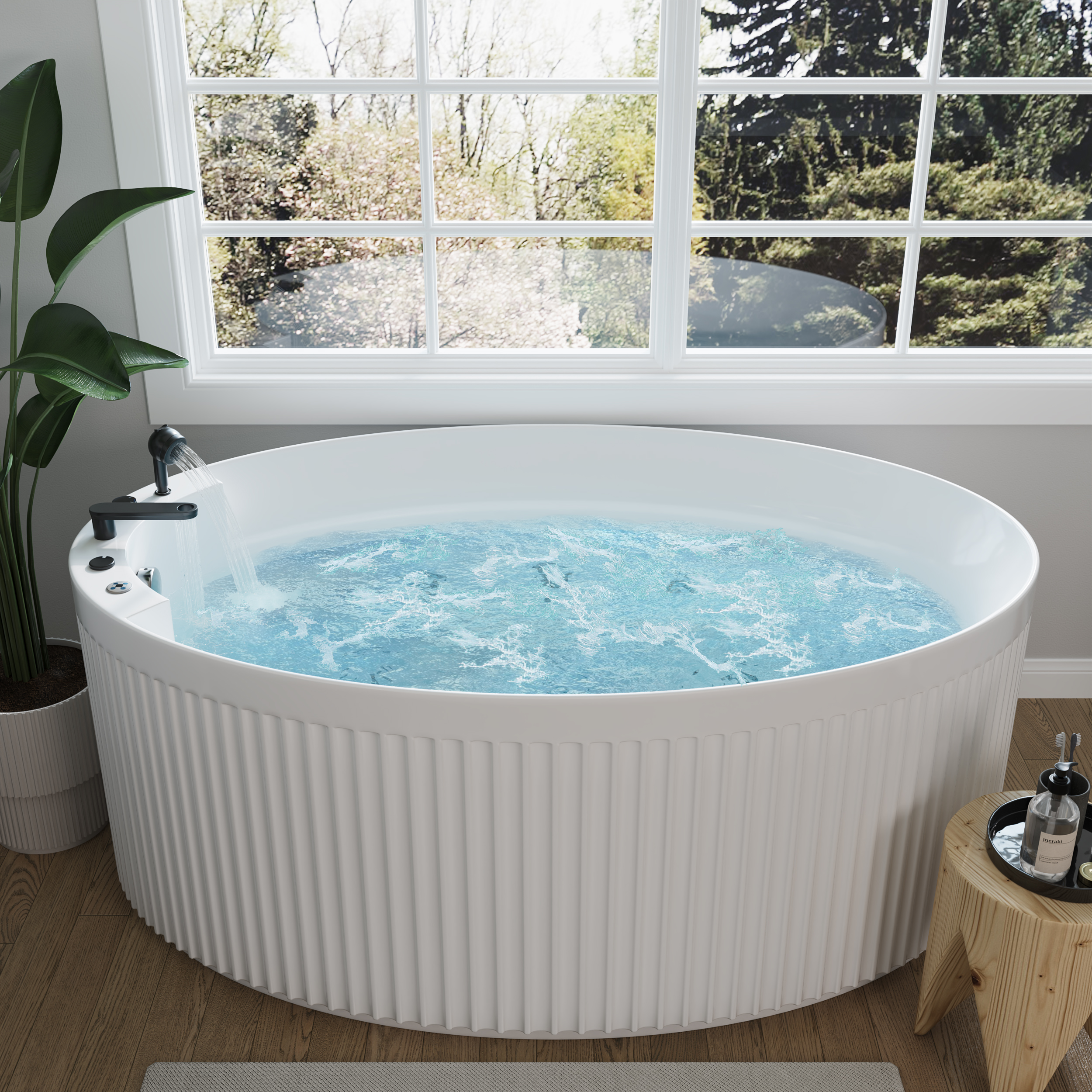 67" Acrylic Jacuzzi Bathtub with Jetted Massage Temperature Control & LED Lighting