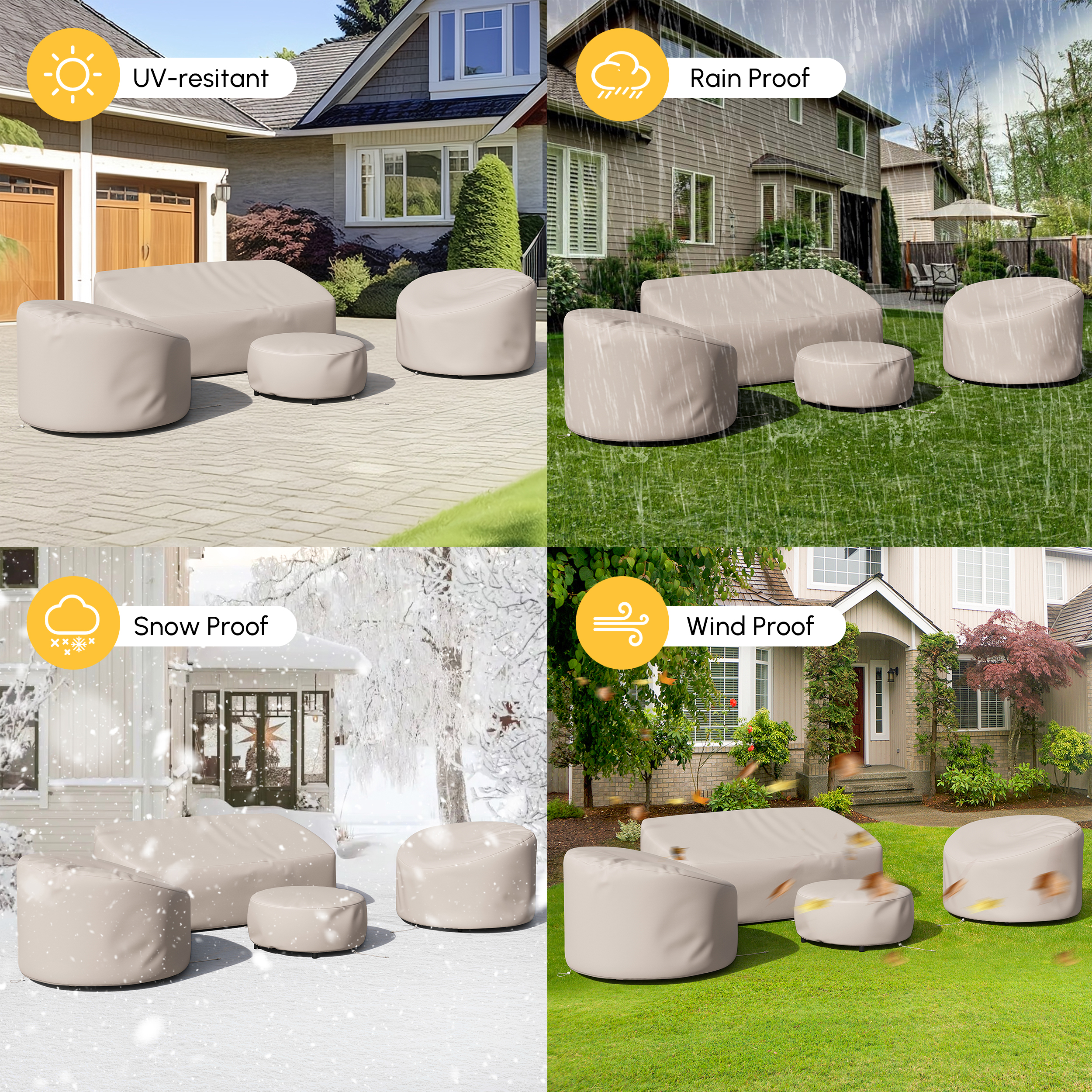 600D Tough Canvas Waterproof Outdoor Patio Furniture Covers in Beige selling image