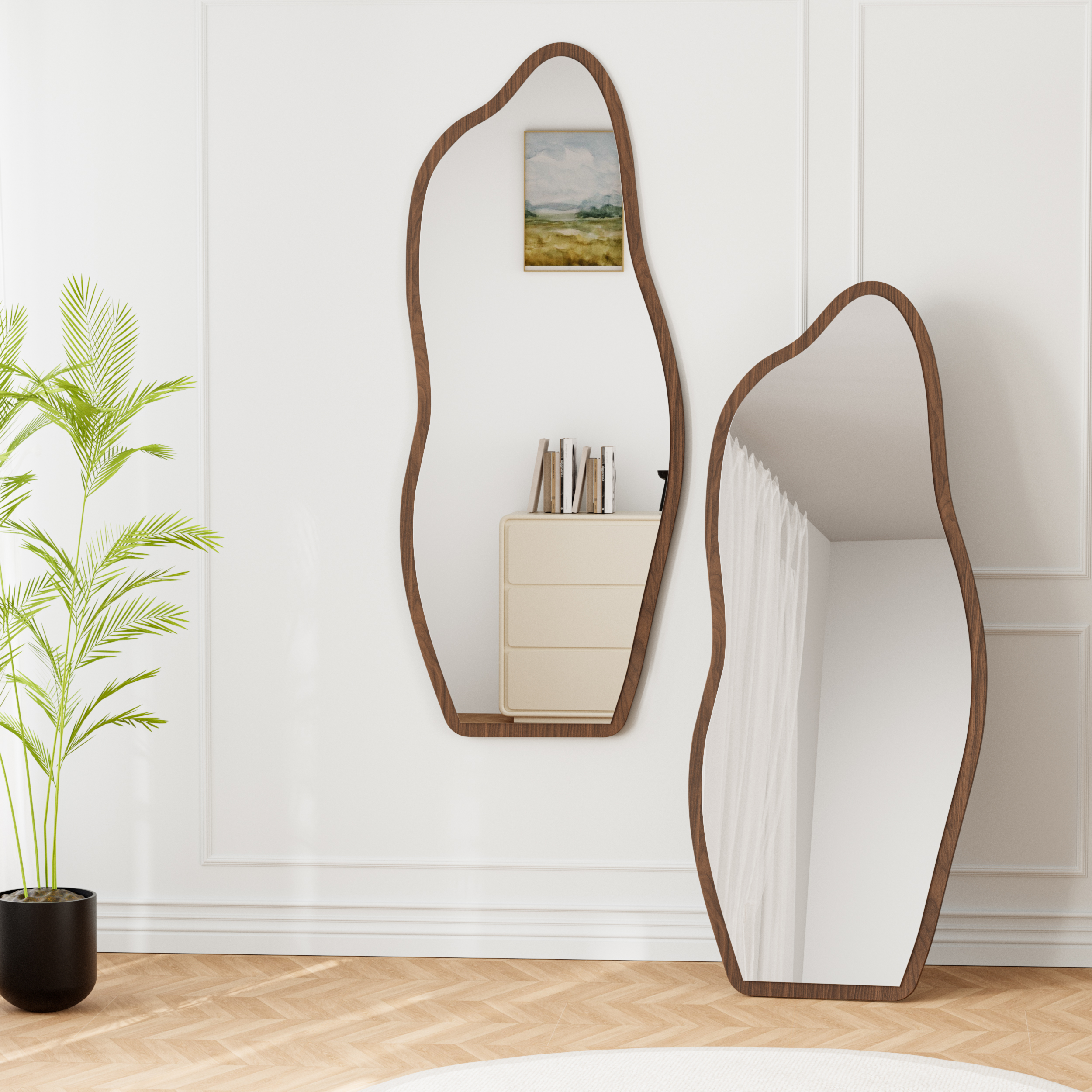 Unusual wooden mirror for wall or floor mounting｜Homary