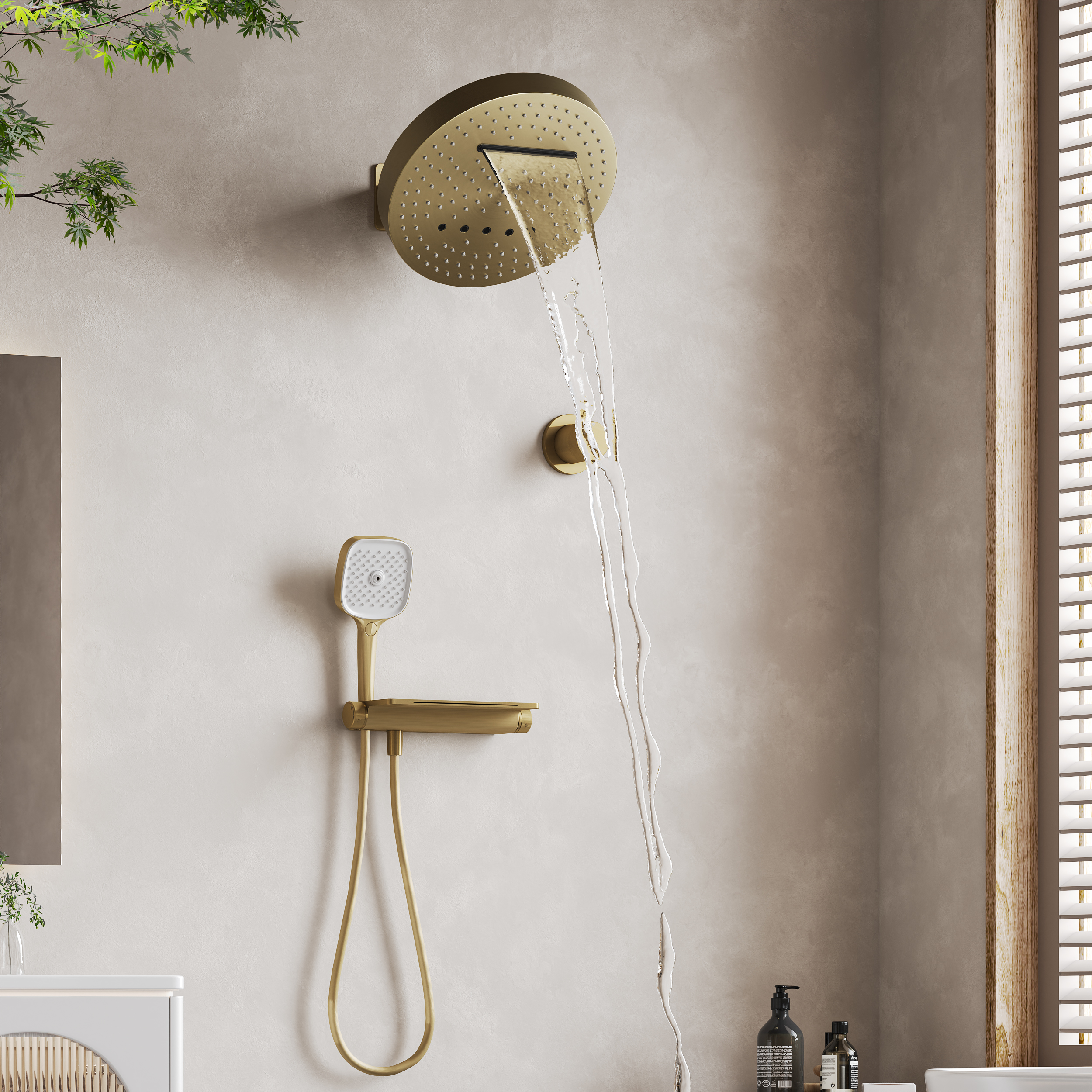 Luxury Wall-Mounted Shower System with Rainfall Head & Body Spray