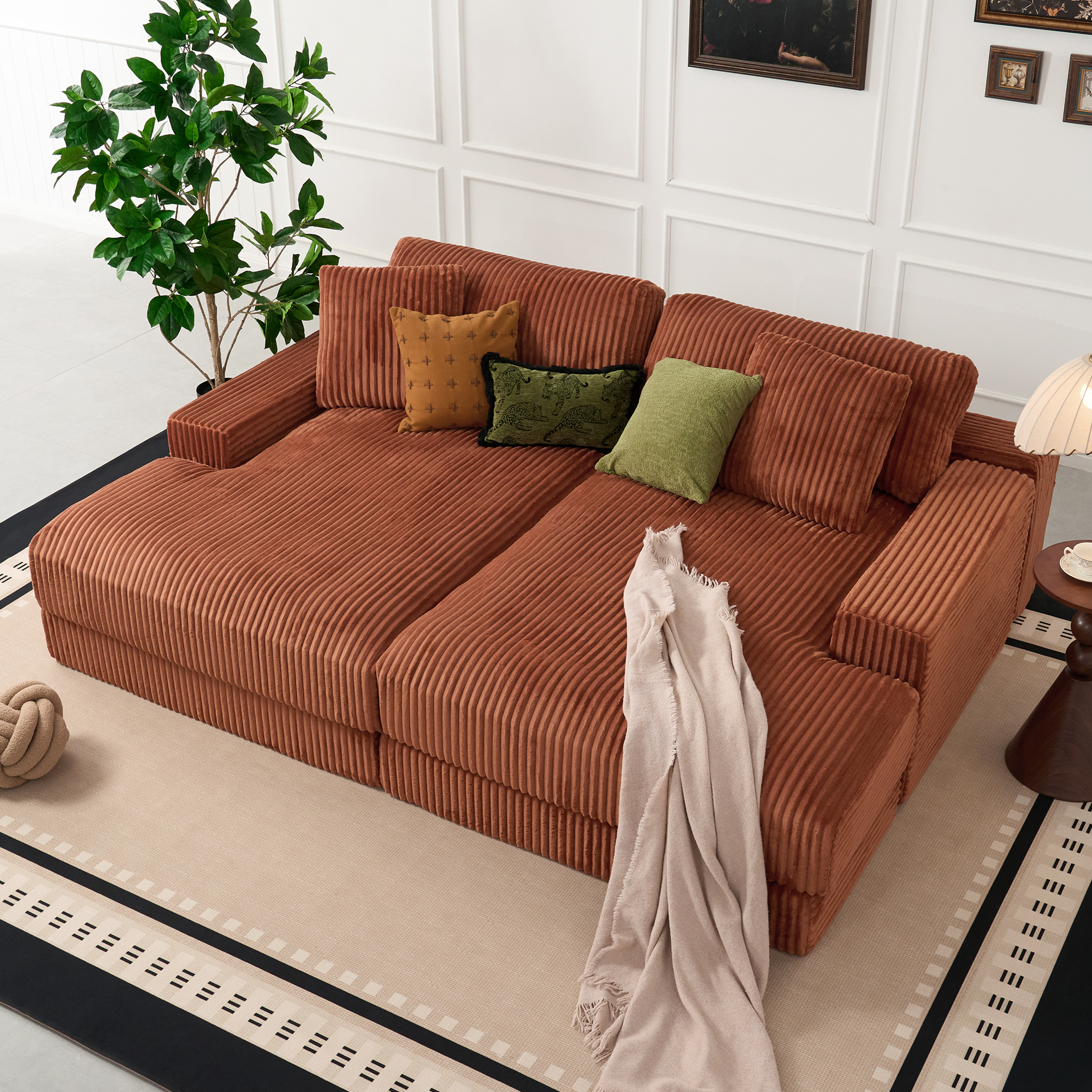 Canapé convertible droit 4 places, assise profonde 245 cm – modulable & ultra-confort