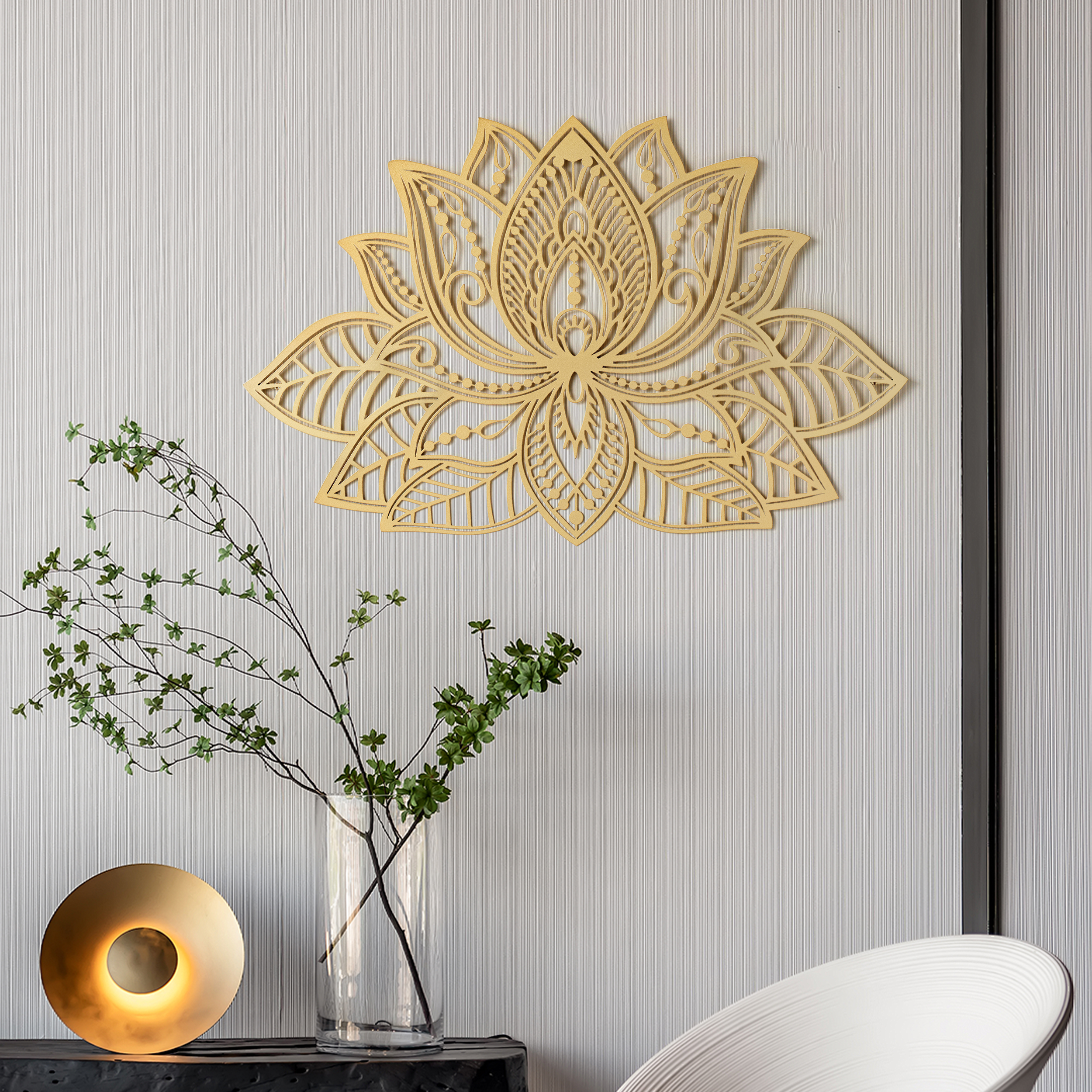 Modern Minimalist Wall Decor Home Decoration with 3D Mandala Metal 36"W x 23"H