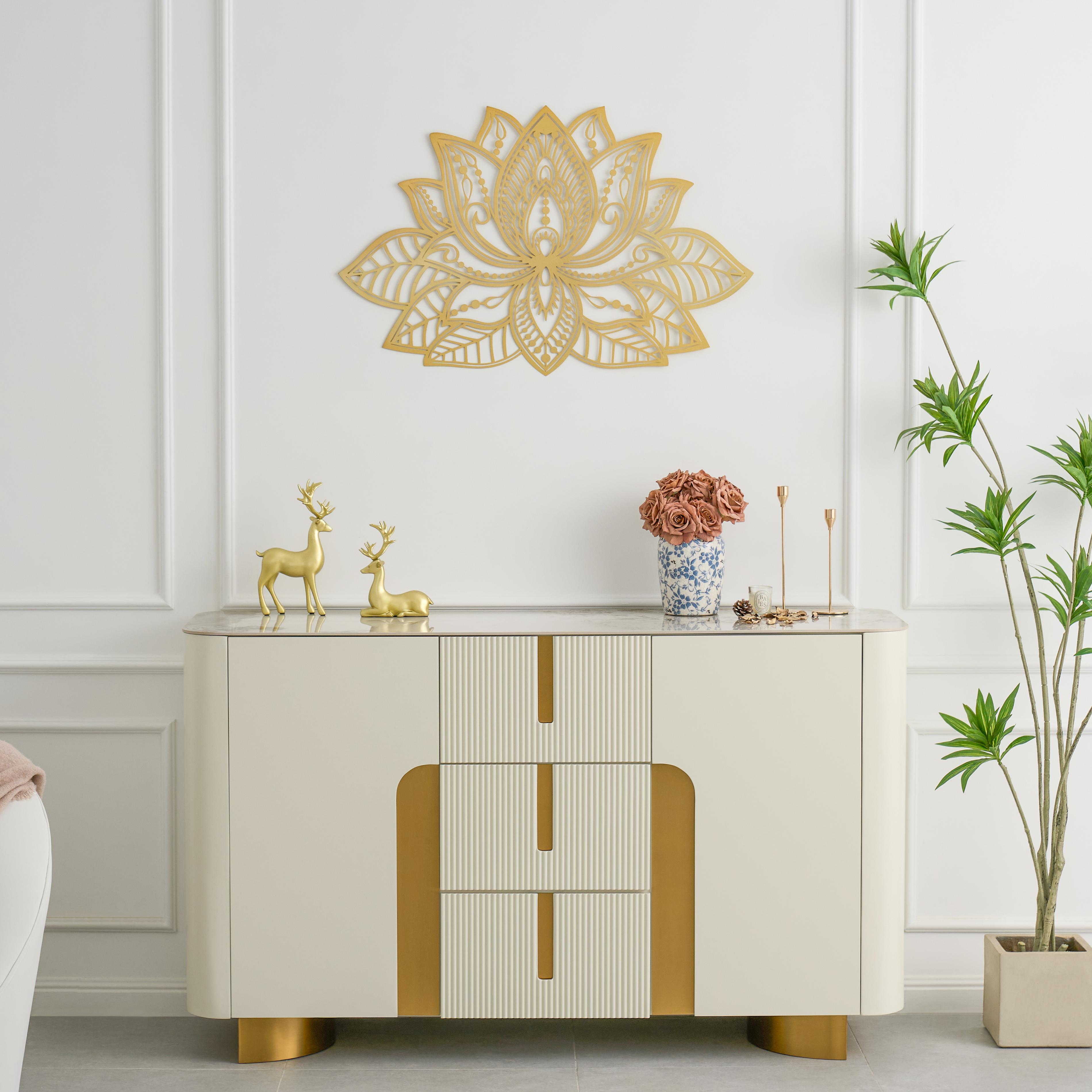 Modern Minimalist Wall Decor Home Decoration with 3D Mandala Metal 36"W x 23"H