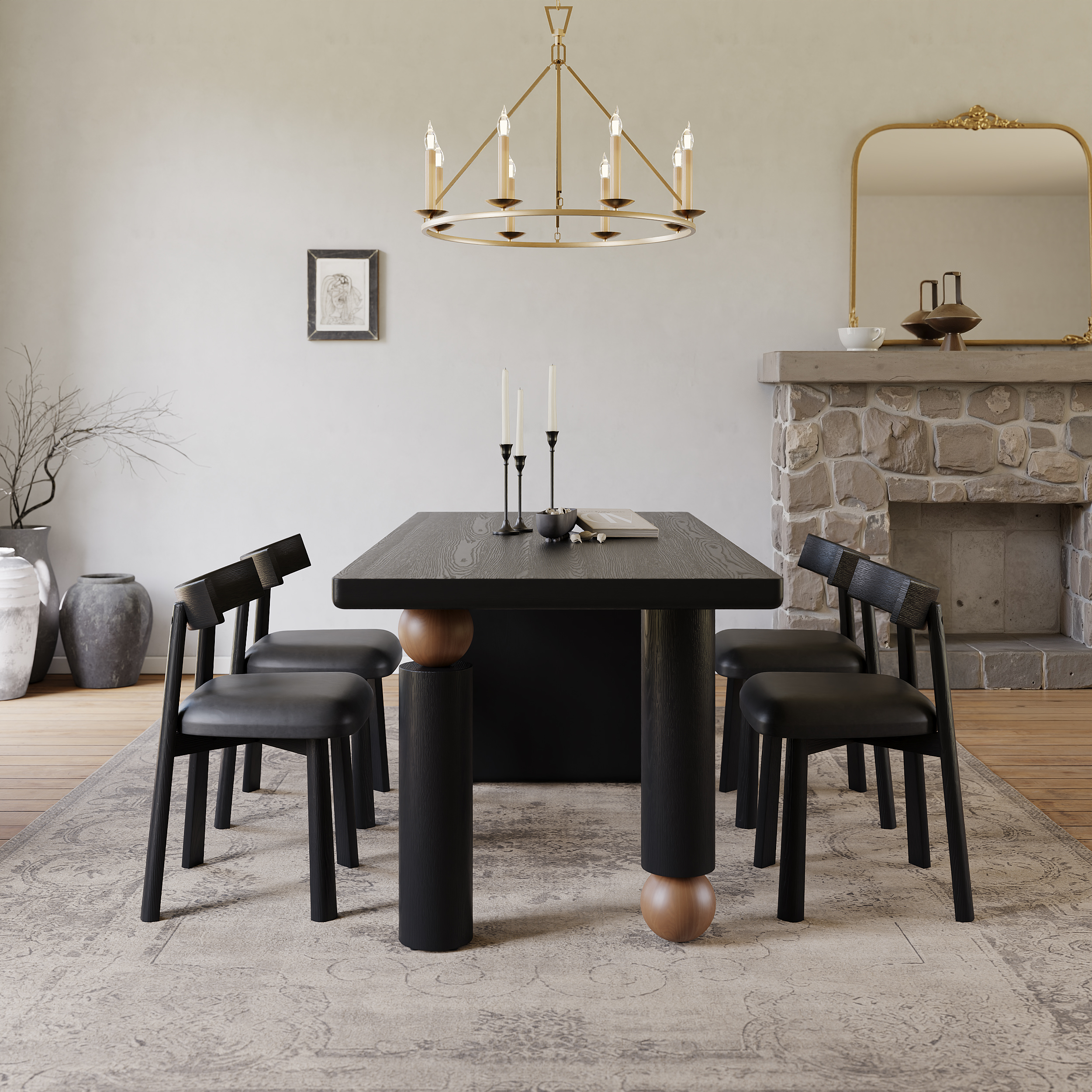 71" Wood Rectangular Dining Table with Seats 6-8 People