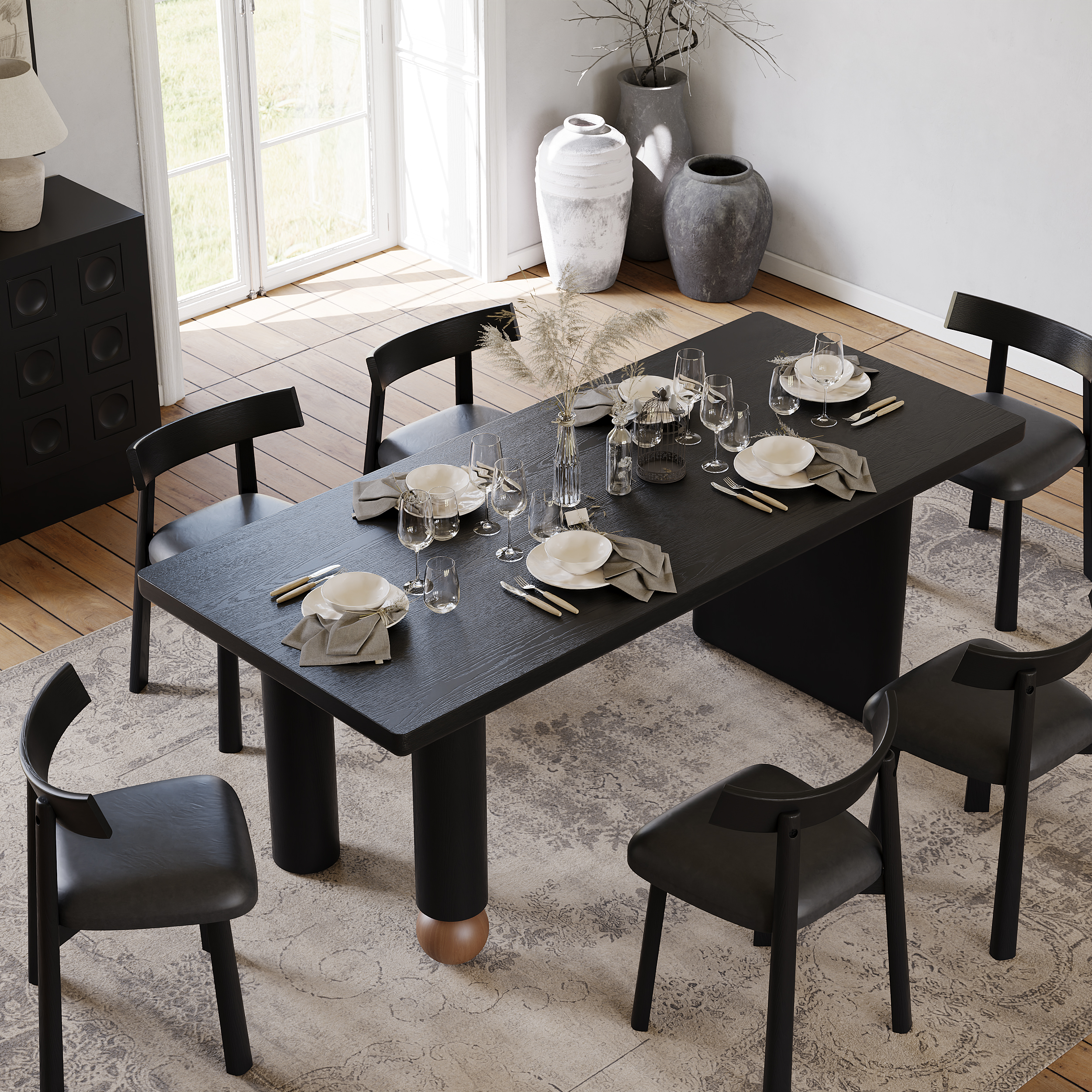 71" Wood Rectangular Dining Table with Seats 6-8 People