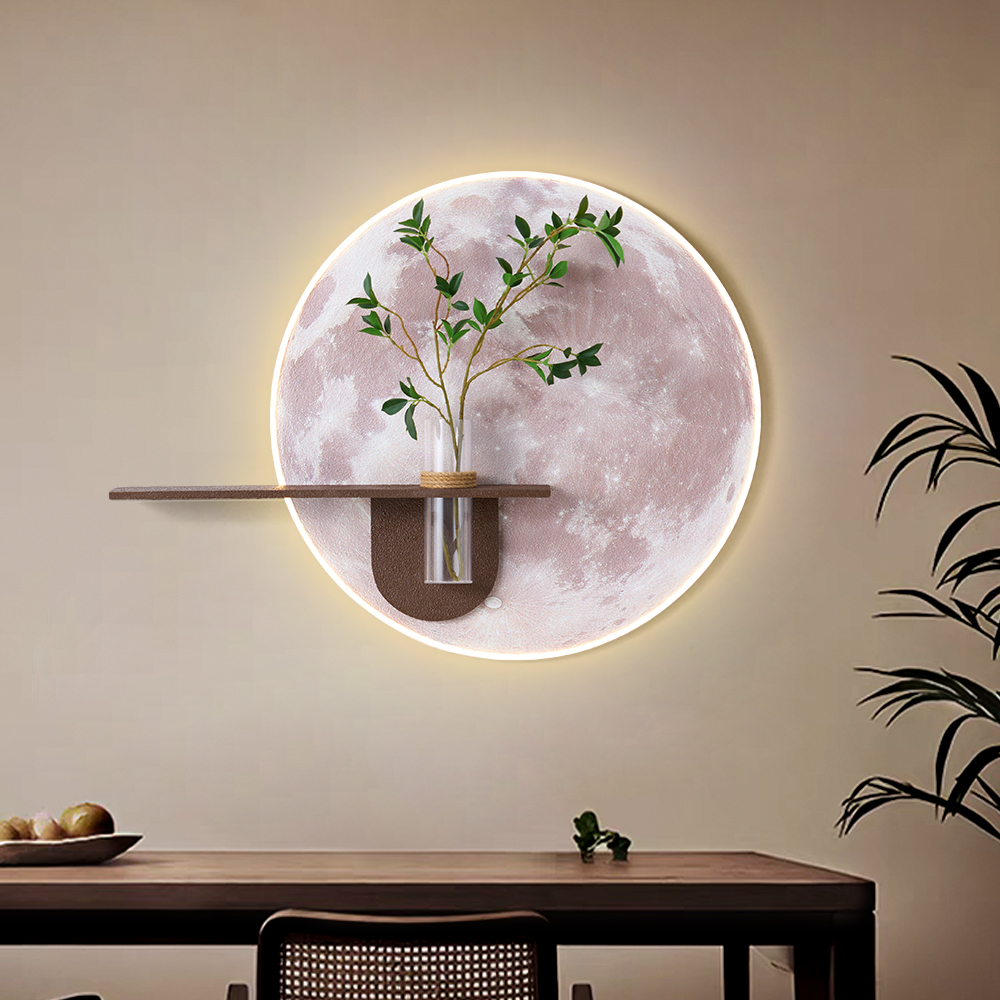Elegant Wall Decor with Faux Green Plants and Tube Vase – Warm White LED Lighting