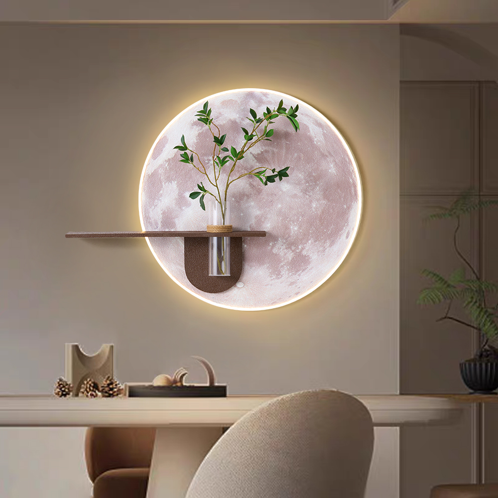 Elegant Wall Decor with Faux Green Plants and Tube Vase– Warm White LED Lighting