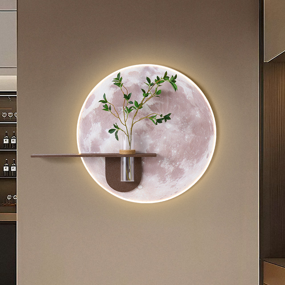 Elegant Wall Decor with Faux Green Plants and Tube Vase– Warm White LED Lighting