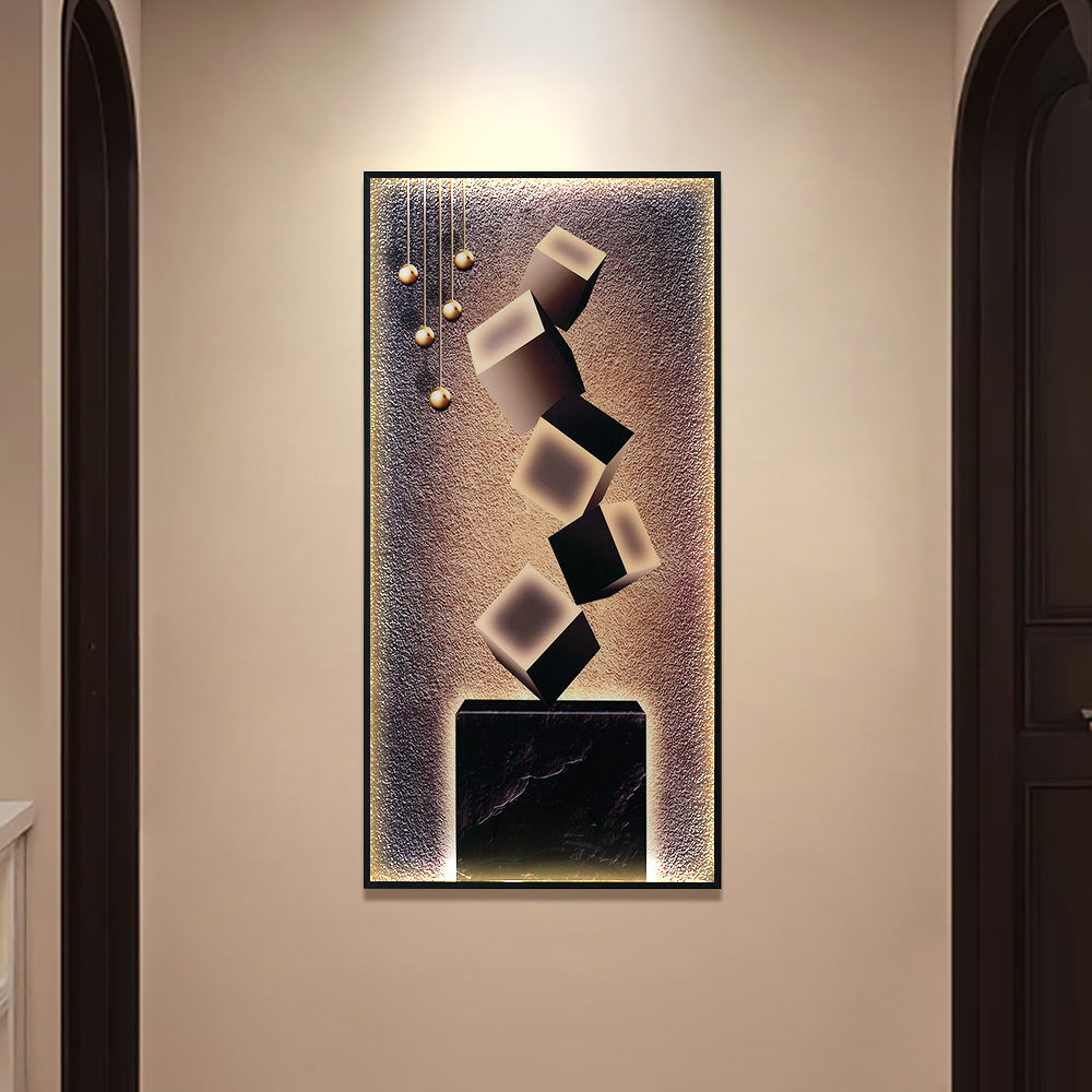 3D Geometric Cube LED Wall Decor with USB Powered Ambient Backlight