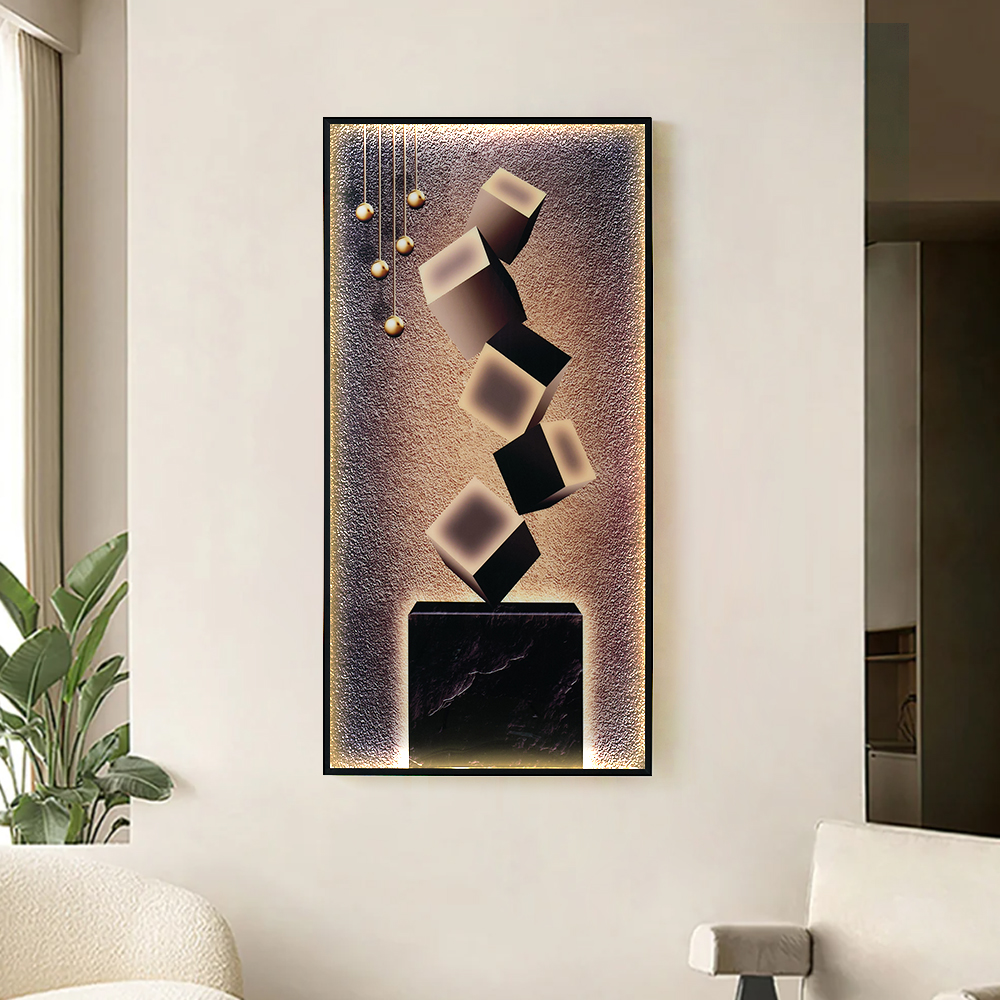 3D Geometric Cube LED Wall Decor with USB Powered Ambient Backlight