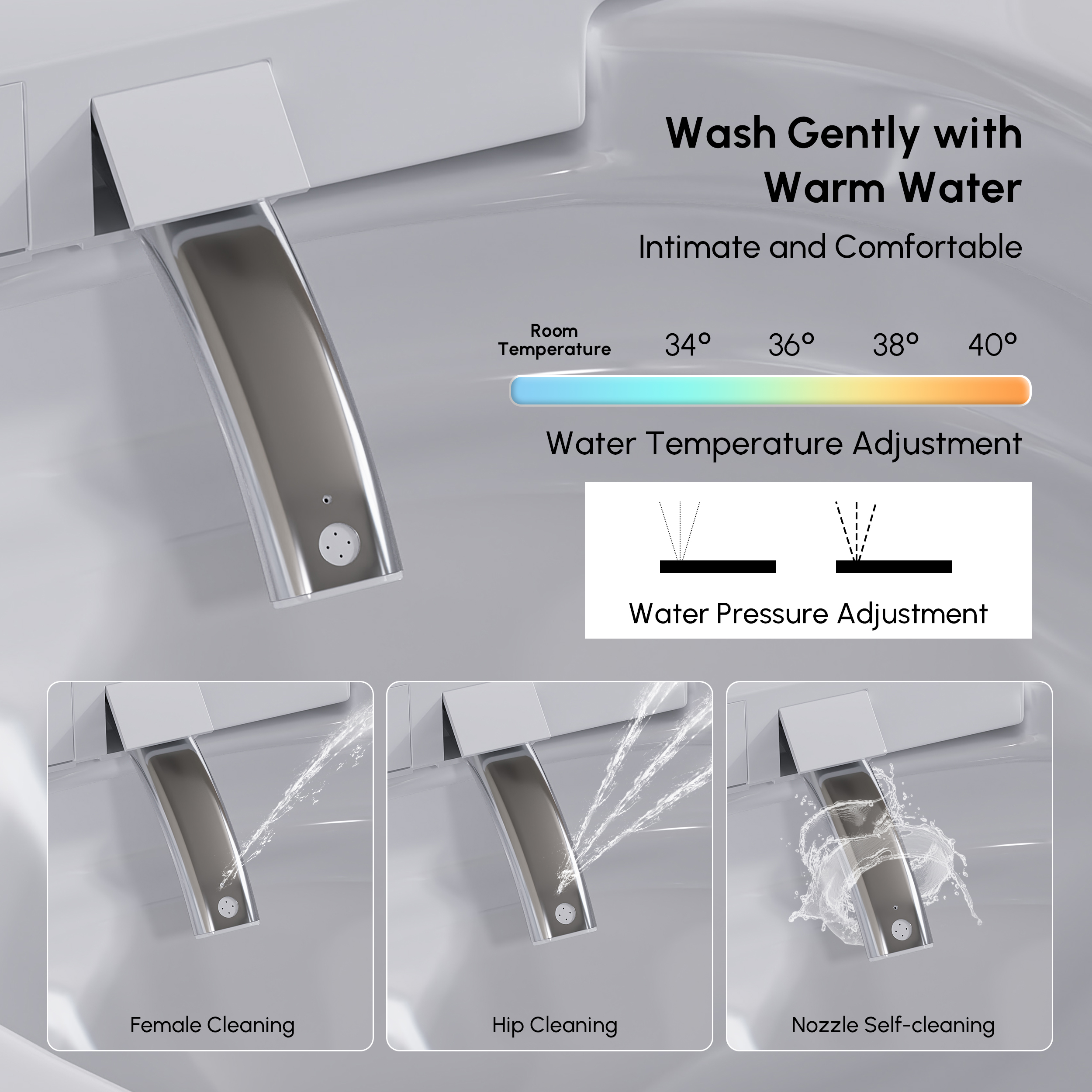 Automatic Wall-Mounted Smart Bidet Toilet with Built-in Tank 1.28 GPF