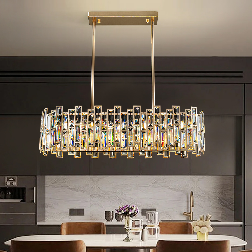 Modern Crystal Glod Ceiling Lights with Adjustable Height and Brightness