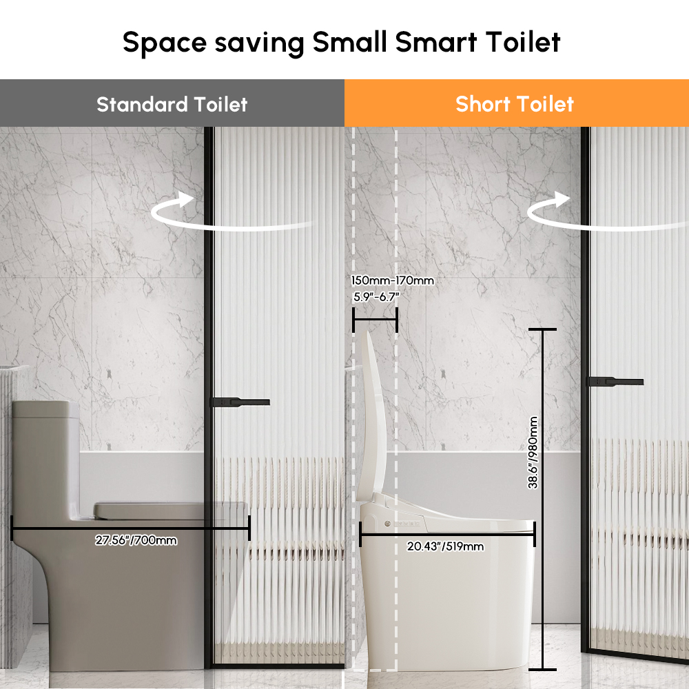 Set of Two Compact & Small Size Bidet Smart Toilet Floor Mounted Automatic Self-Clean