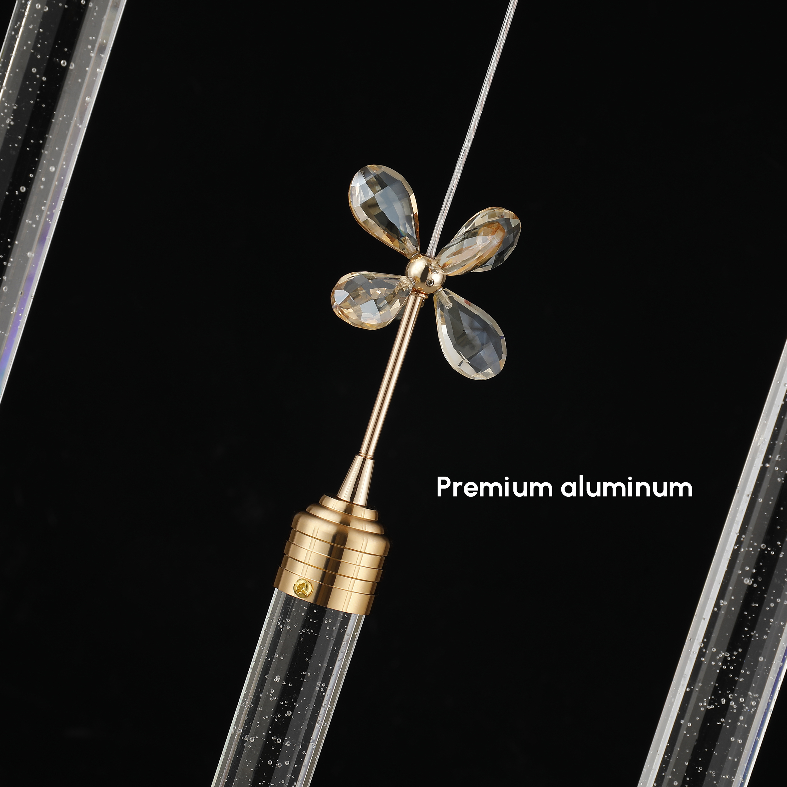 LUMiRiSE / ≠encore. Modern 1500mm Gold LED Chandelier with Bubble Acrylic Shades