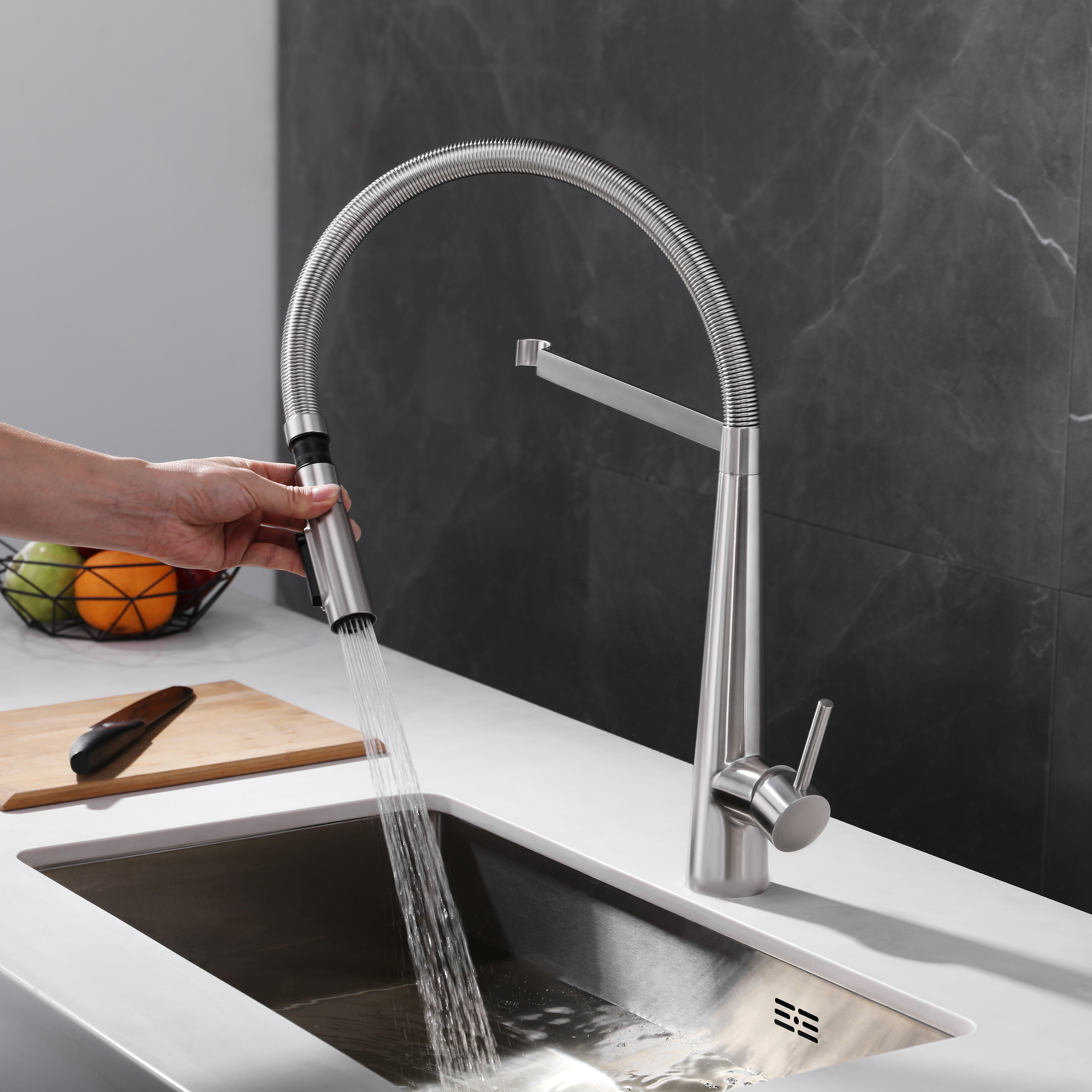 Pull-Down Kitchen Faucet with Filtered Water Mode– Brushed Nickel, Stainless Steel