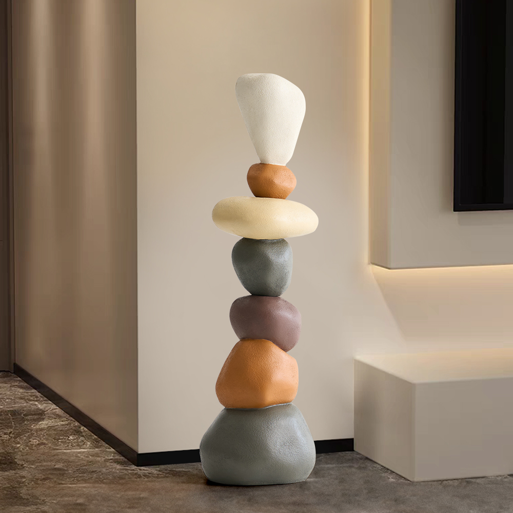 Stacked Resin Stone Floor Sculpture– 44.9 Inches Tall
