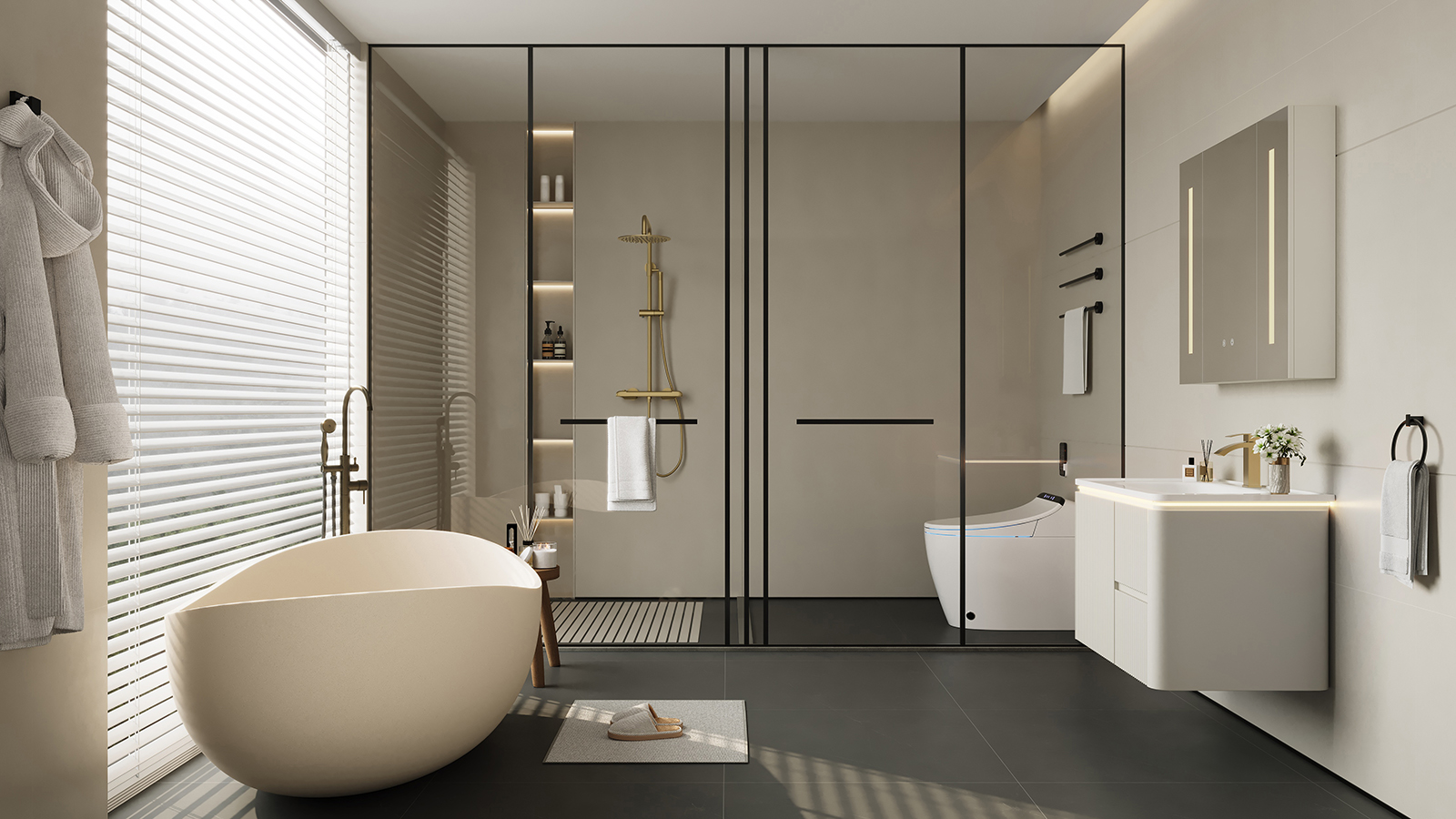 Ensemble de vanité de salle de bain flottant moderne à LED blanc chaud 800 mm avec lavabo image de vente