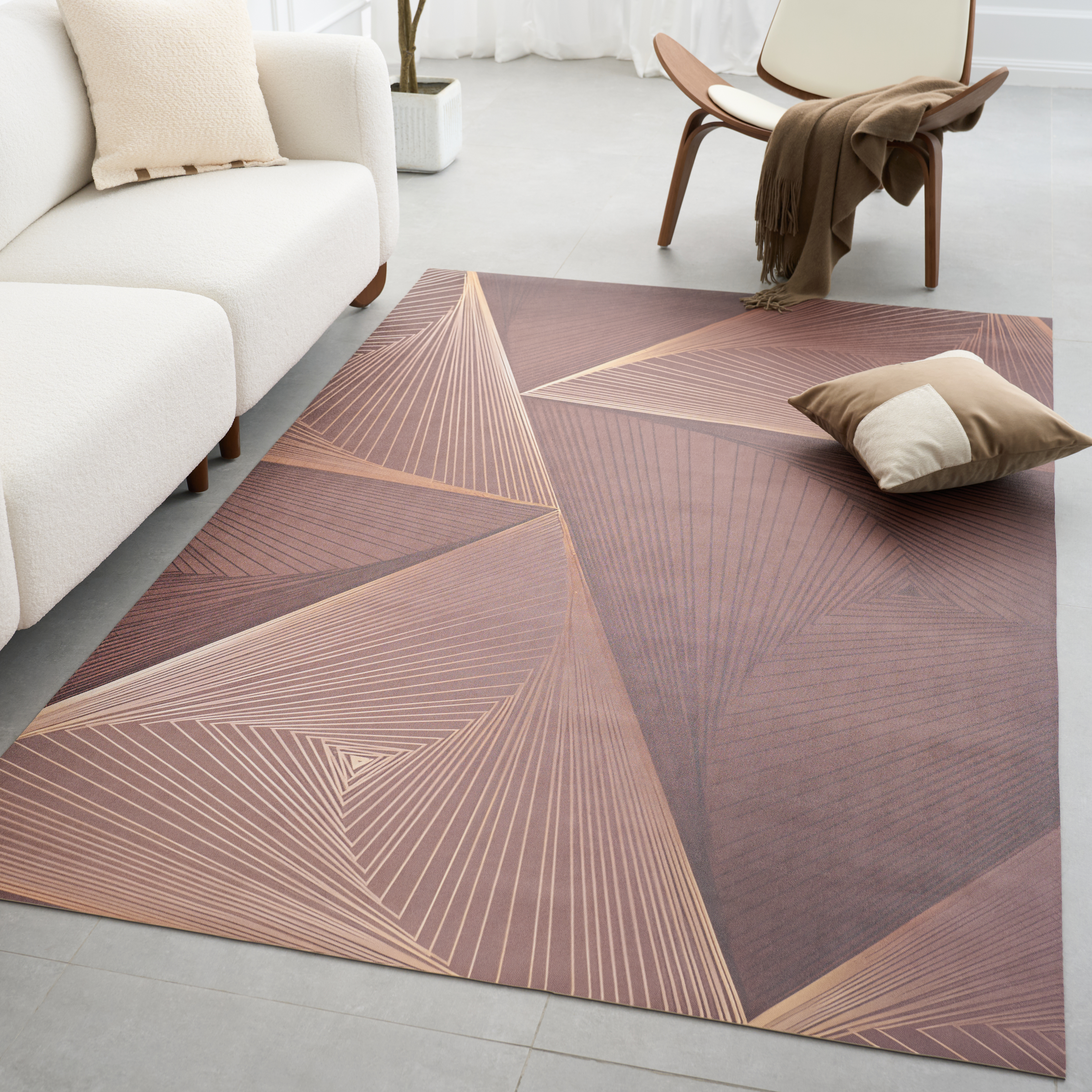 5' x 8' Indoor Area Rug– Geometric Design, Non-Slip, Waterproof, Easy-Clean PVC Leather