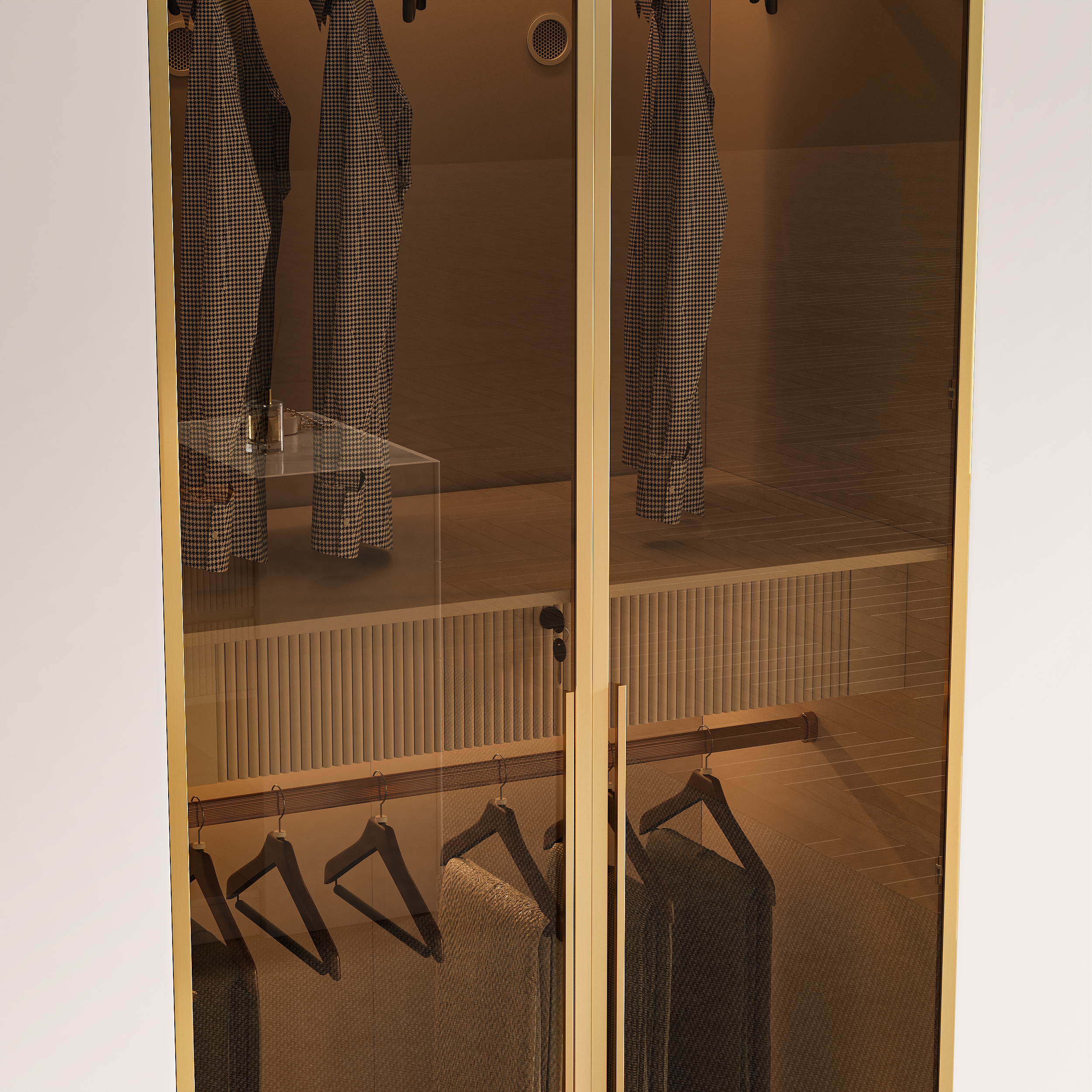 Armoire à 6 portes minimaliste et luxueuse avec présentoir en verre et éclairage image de vente