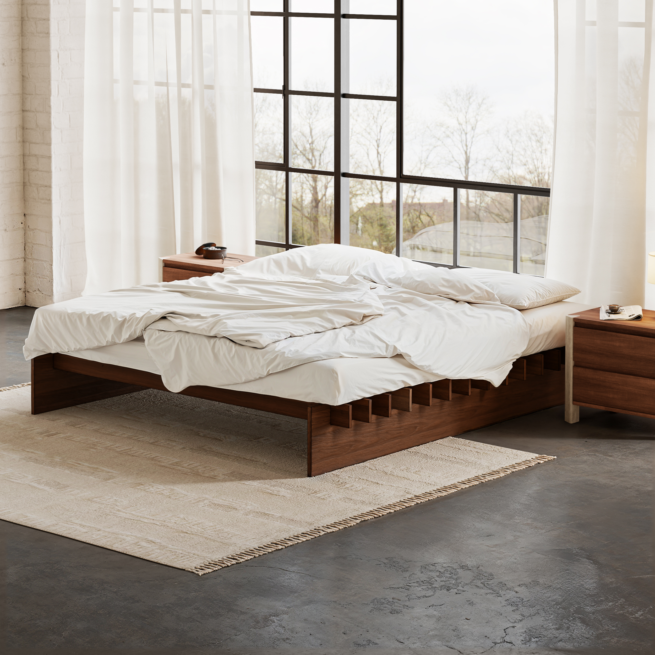 Japanese Style Solid Wood King Size Floor Bed Frame