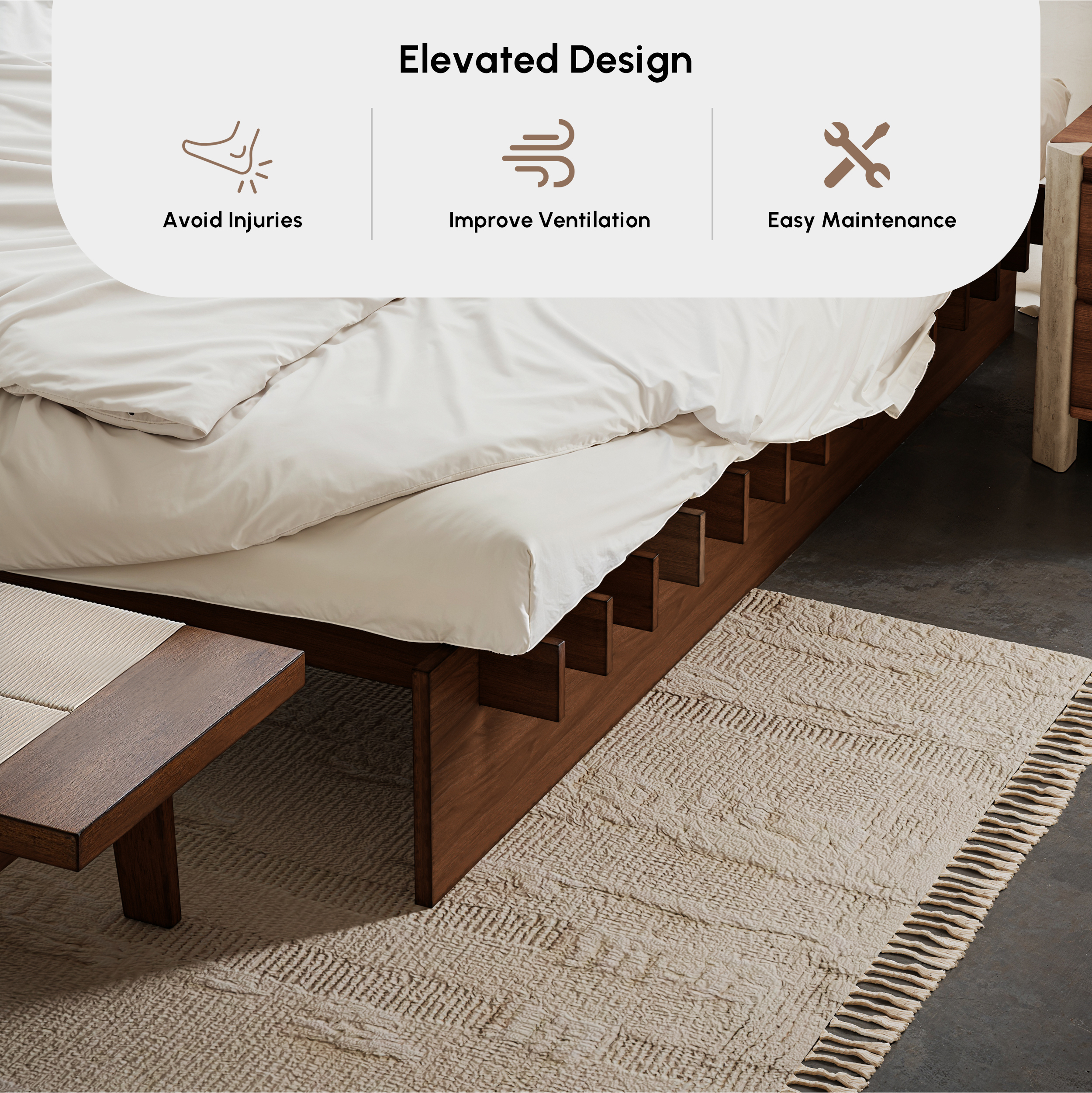 Japanese Style Solid Wood King Size Floor Bed Frame｜Homary