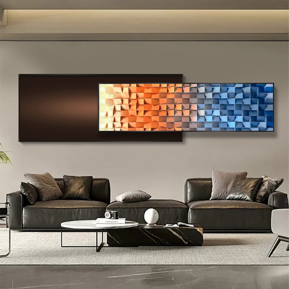 Modern Abstract Gradient Wall Art 3D Geometric Design Wall Decor with Dual-Tone Palette for Living
