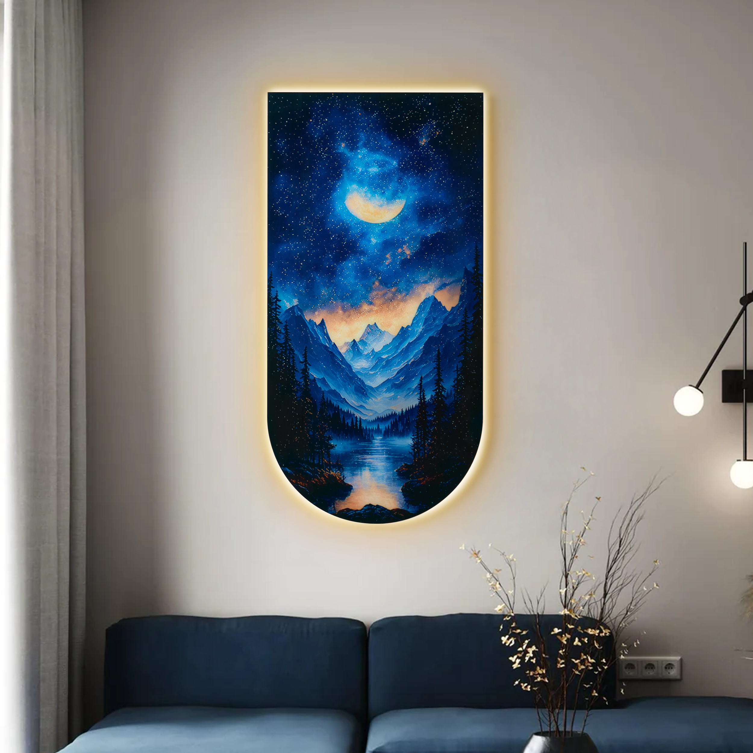 Colgante de pared Galaxy de 800 mm con luz LED cálida y mando a distancia